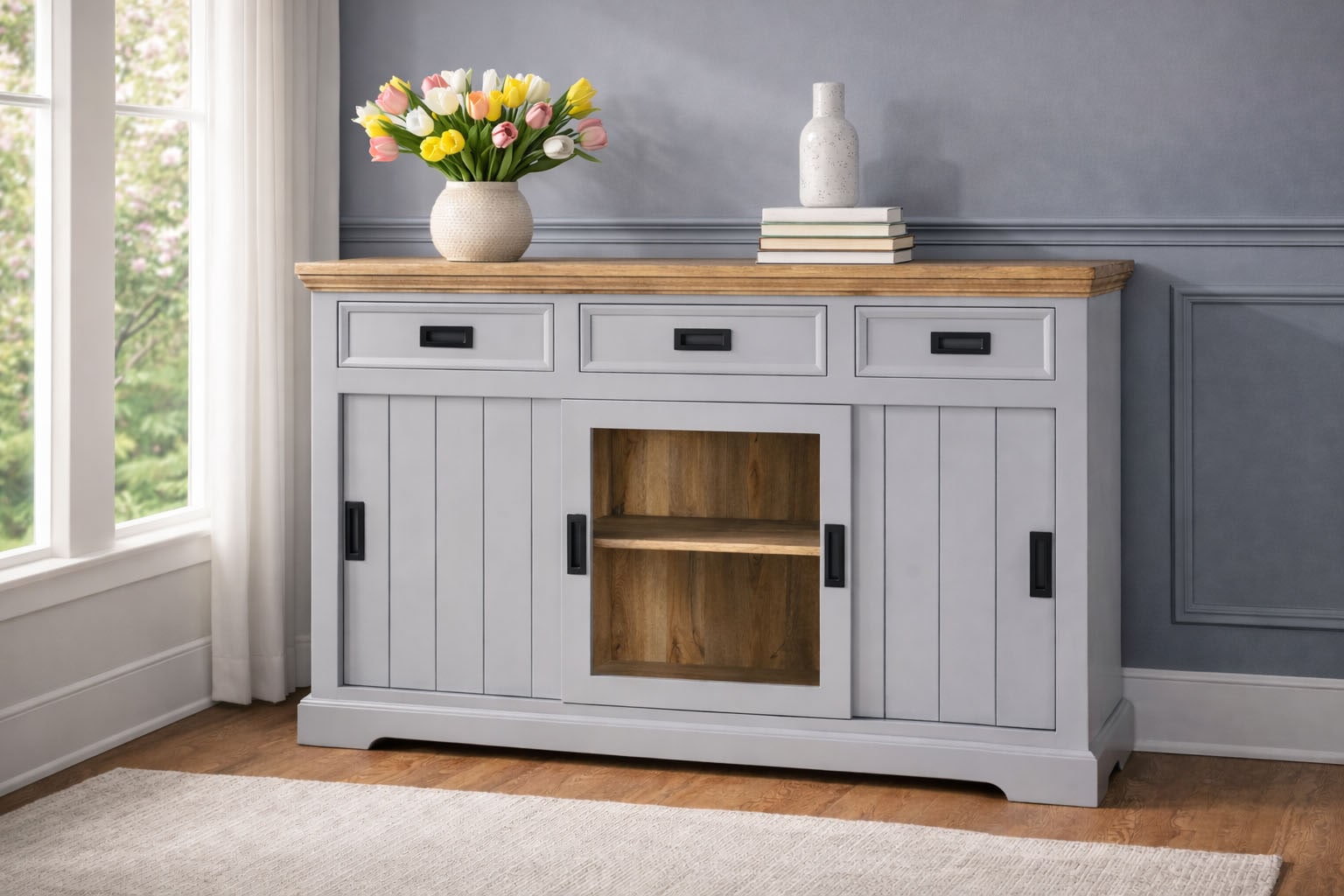 OTTO home Sideboard »Alpinist Kommode Breite/Tiefe/Höhe 160/40/90 cm« mit 3 Schiebetüren, handgefertigt, Unikat-Möbel, Breite 160 cm