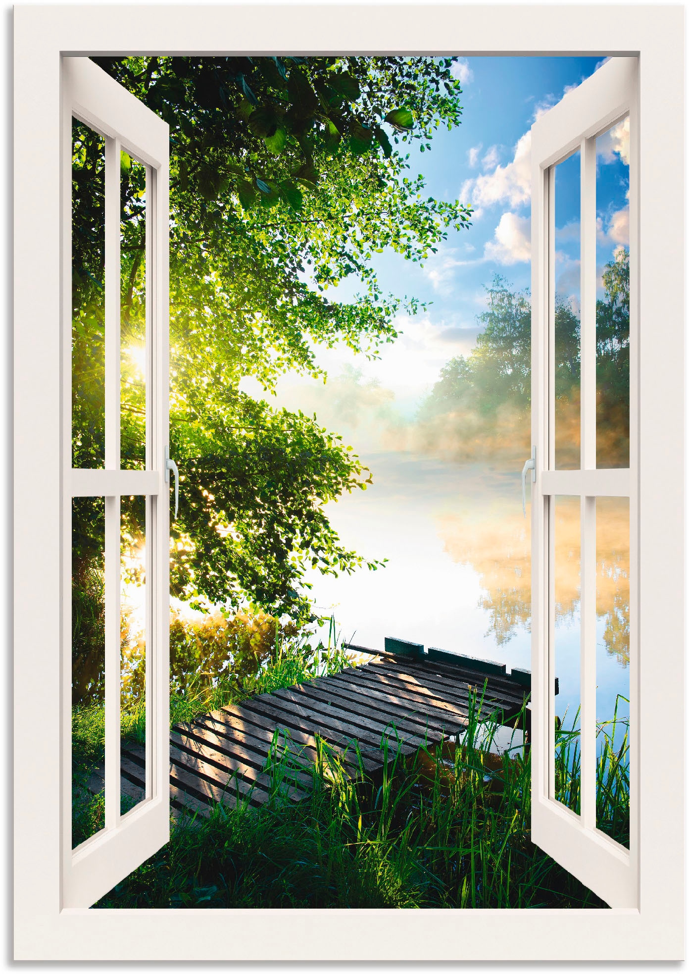Artland "Fensterblick Angelsteg am Fluss" Fensterblick 1 Stk. tlg. als Alub günstig online kaufen