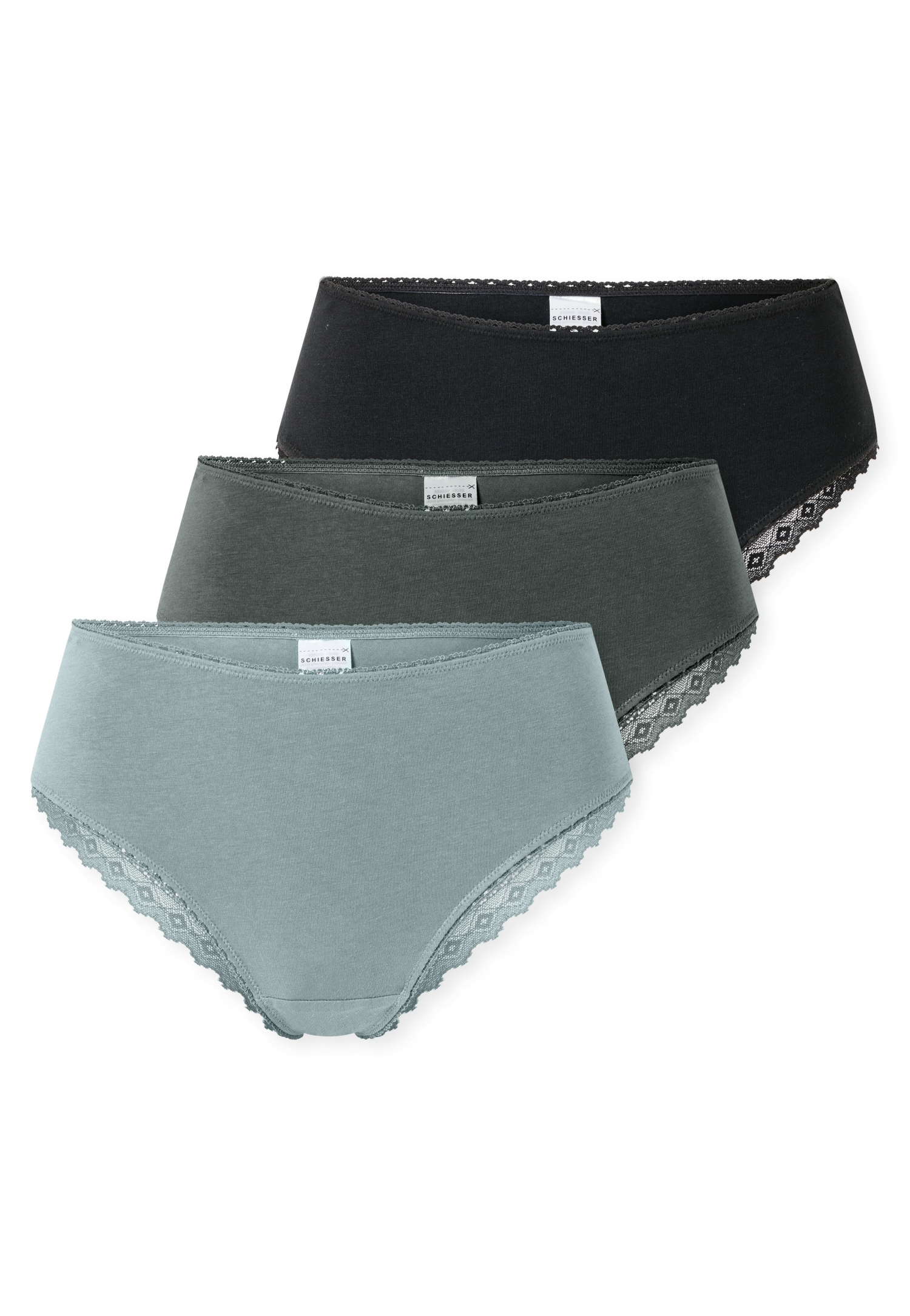 Schiesser Brasilslip "Modern Multipacks", (3er Pack), Spitzenbänder, Single günstig online kaufen