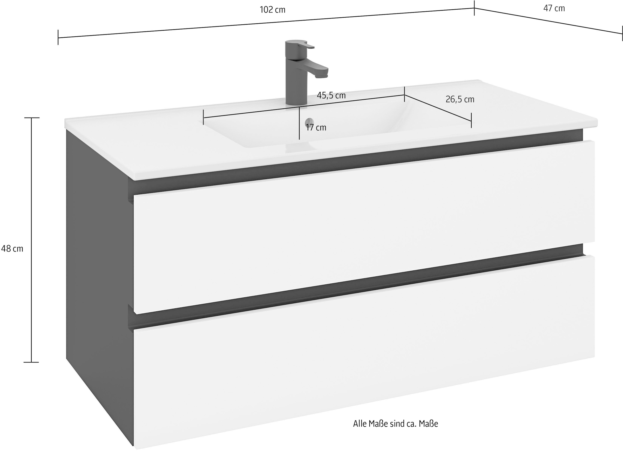 MARLIN Waschtisch »3510clarus«, 102 cm breit, Waschplatz inkl. Waschbecken,  vormontiert | BAUR