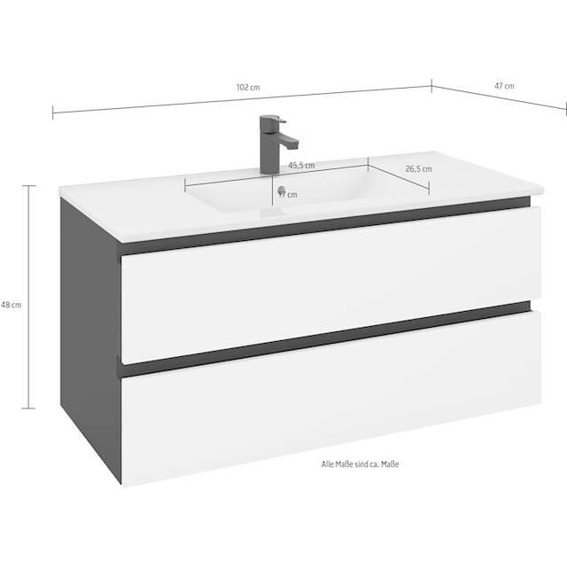 MARLIN Waschtisch »3510clarus«, 102 cm breit, Waschplatz inkl. Waschbecken,  vormontiert | BAUR