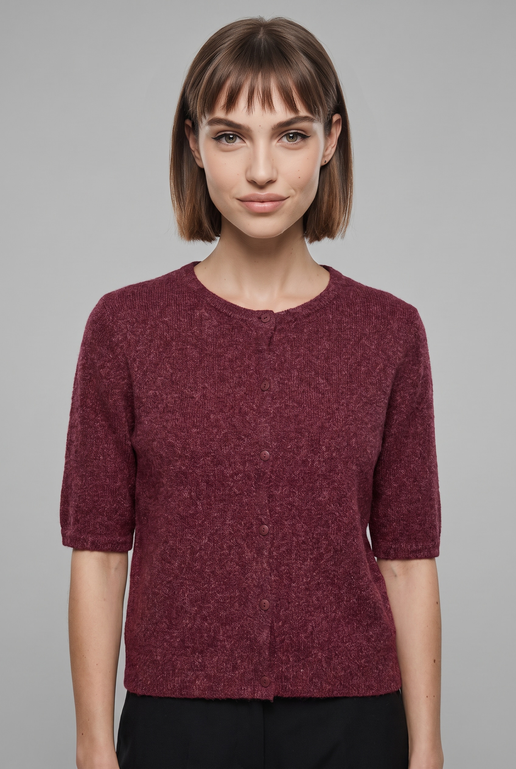 Vero Moda Strickjacke "VMDOFFY 2/4 O-NECK BUTTON CARDIGAN NOOS" Materialmix, regular fit