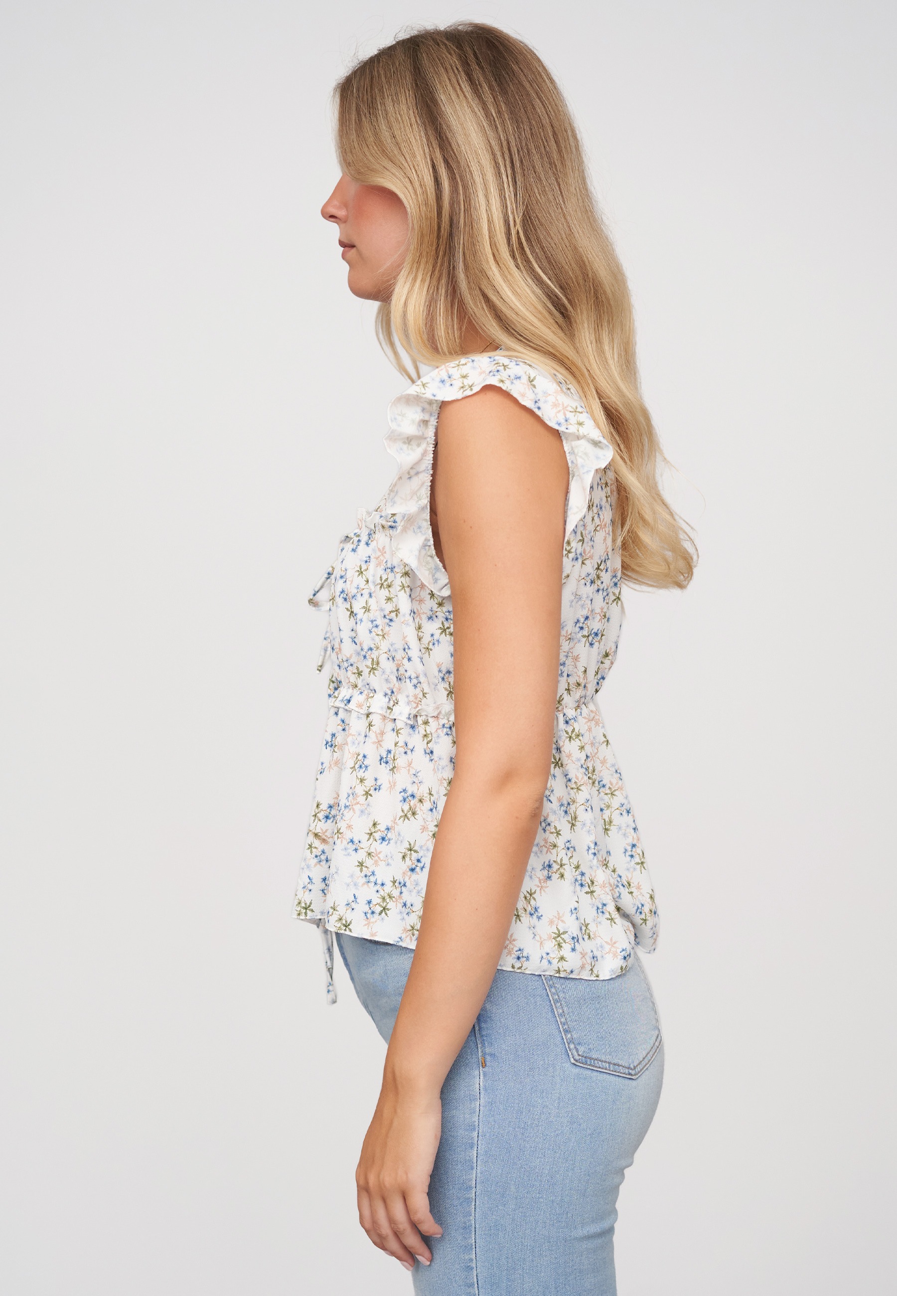 CLOUD 5IVE Shirttop »CLOUD 5IVE Ruffle Sleeve Tie Top«