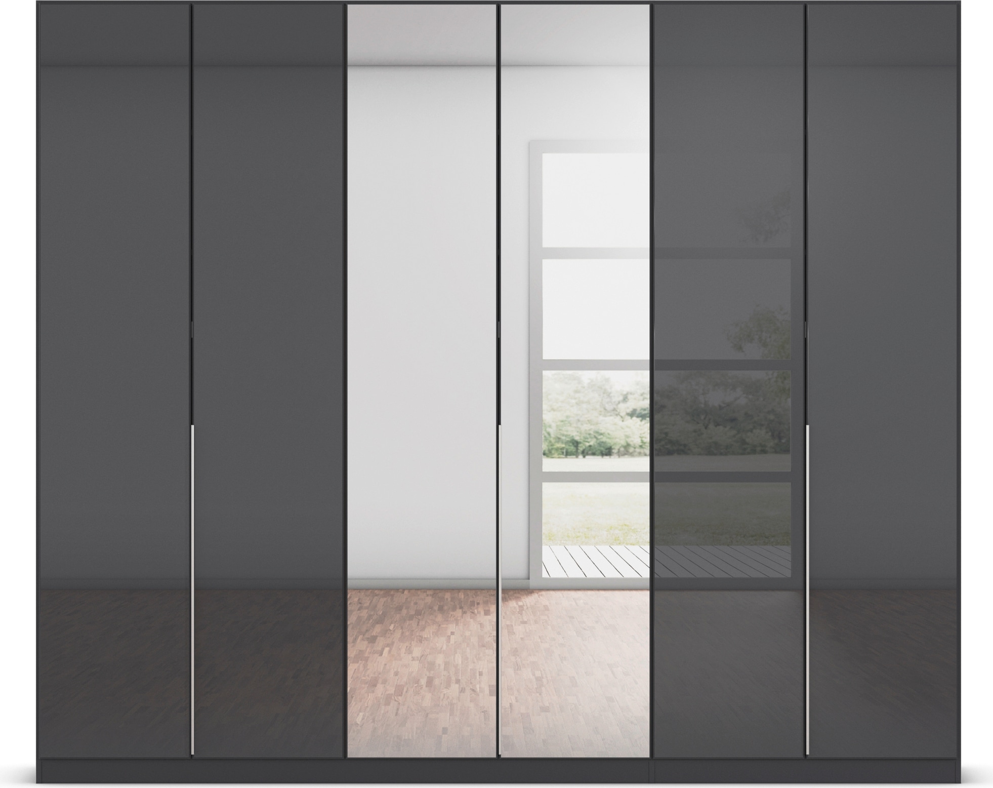 rauch Drehtürenschrank »Kleiderschrank Kleiderschränke Schrank Garderobe AGORDO mit Glasfront«, (in zwei Griff-Farben), durchdachte Innenausstattung, in 6 Breiten und 2 Höhen MADE IN GERMANY