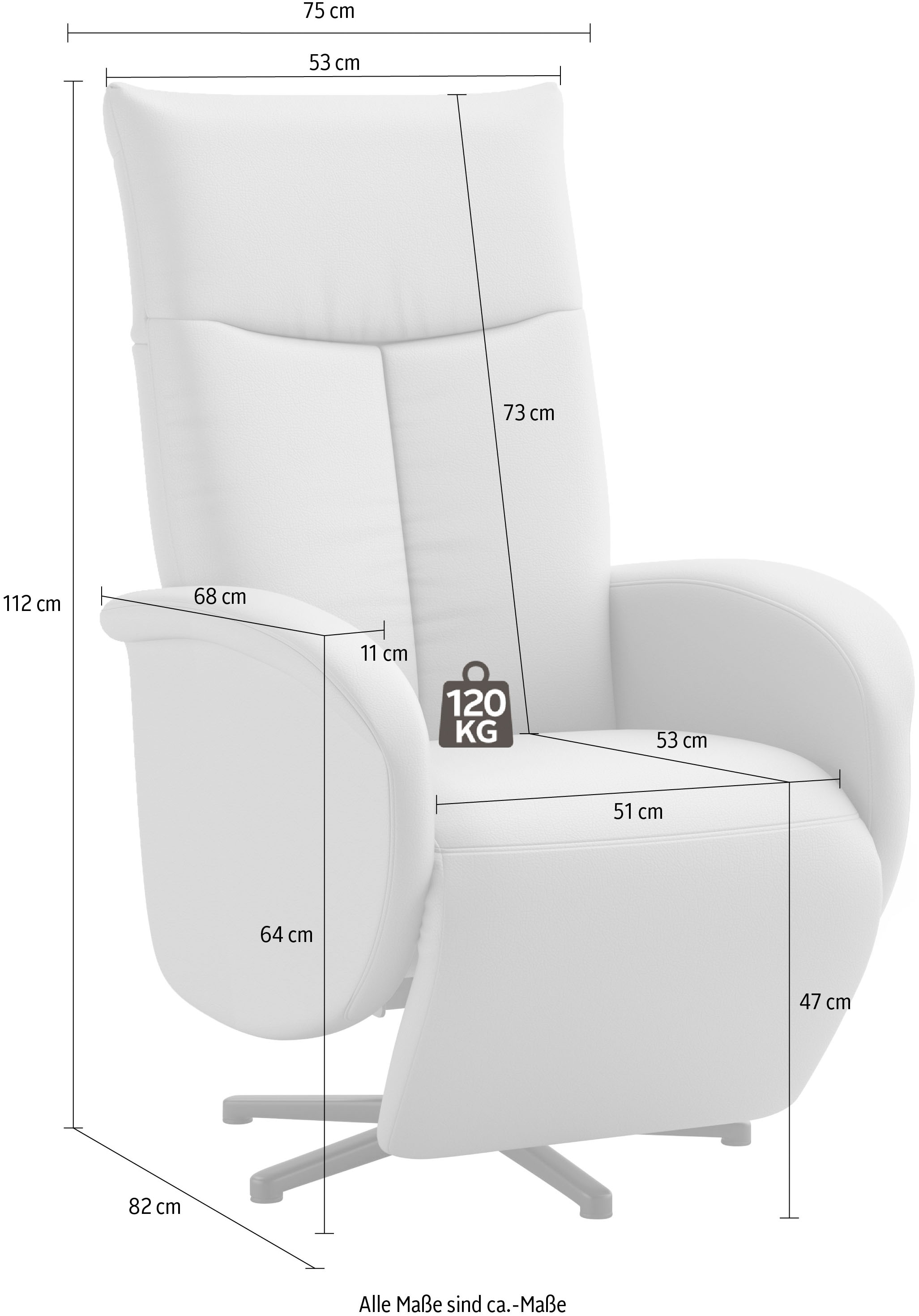 sit&more TV-Sessel »Juma, inkl. Drehfunktion & Kopfteilverstellung«, Höhe Armlehne 64 cm, wahlweise mit Aufstehhilfe, 2 Motoren und Akku