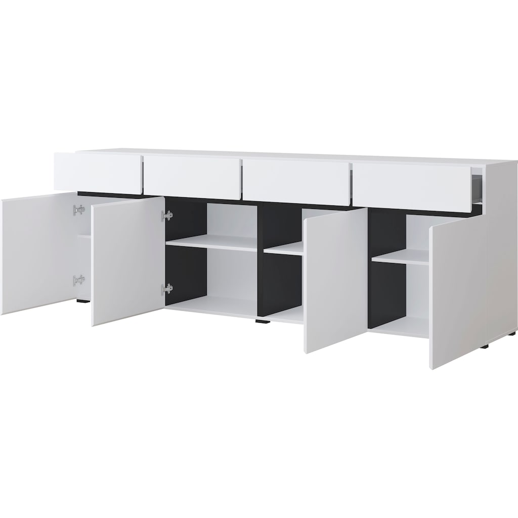 INOSIGN Sideboard »Cross,Breite 225 cm, moderne grifflose Kommode,4 Türen/4 Schubkästen«