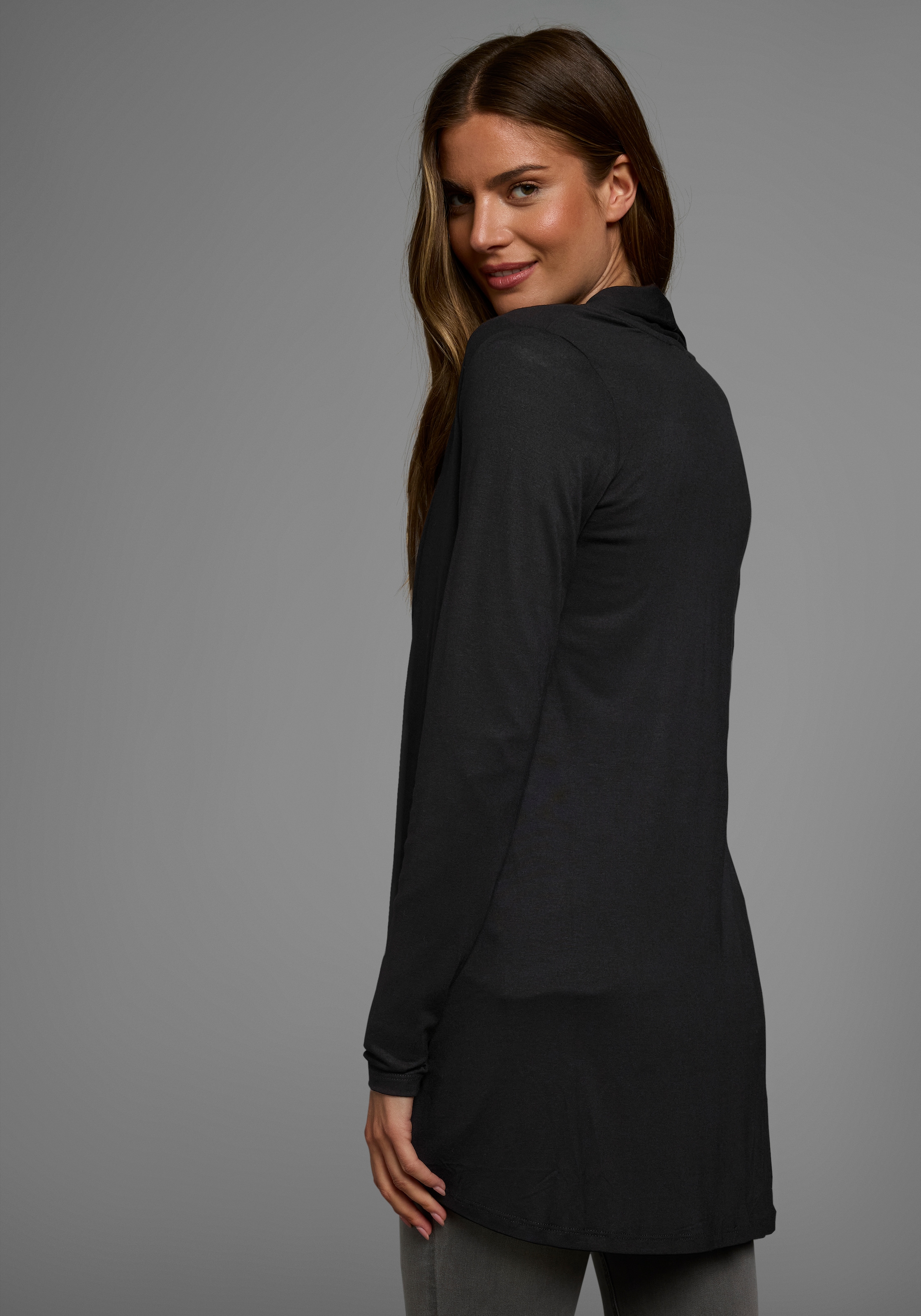 Boysen's Shirtjacke, Langarm, mit Schalkragen, aus elastischem Jersey