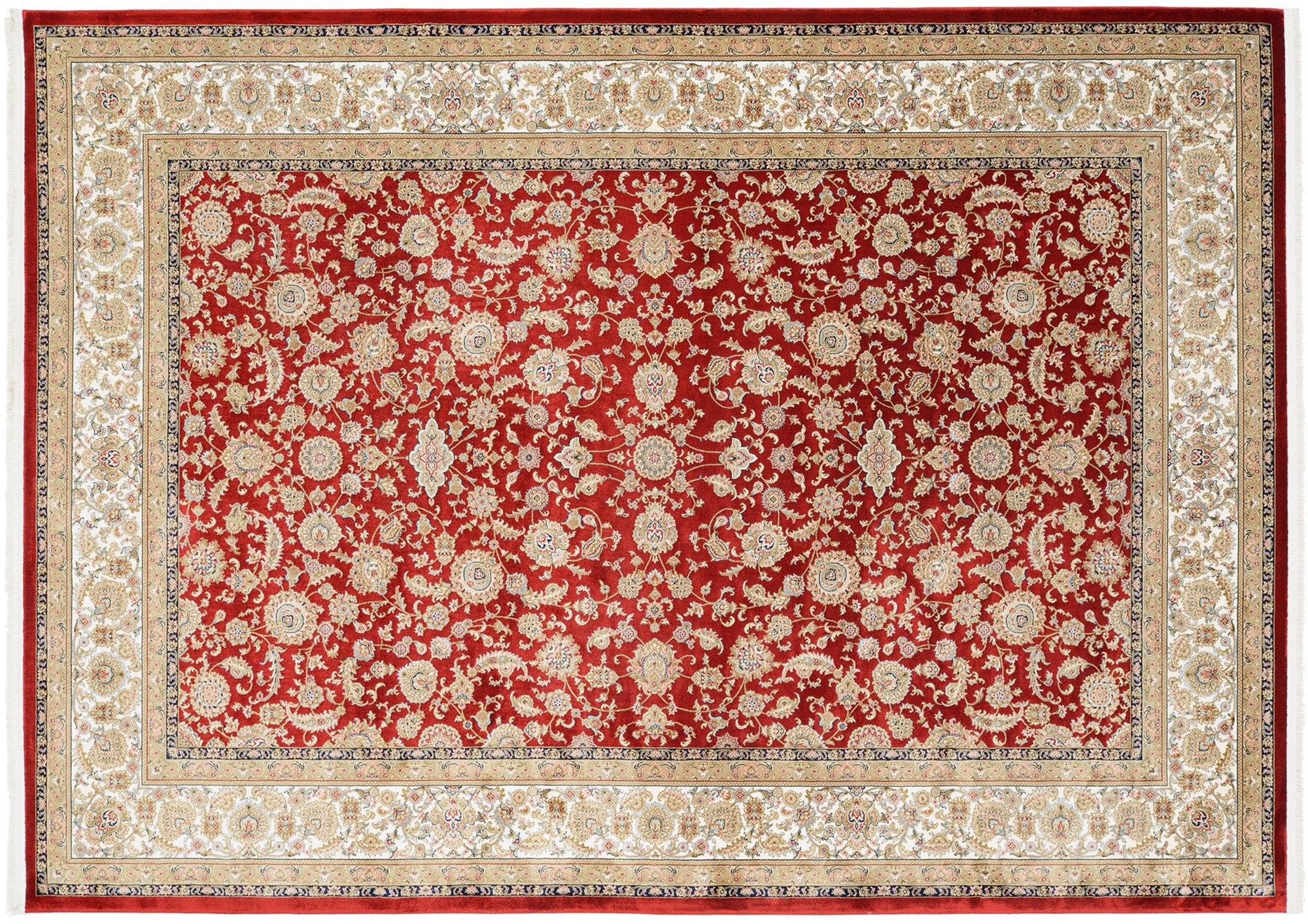 Teppich OCI DIE TEPPICHMARKE "INSPIRATION KESHAN", rot (rot, creme), B:67cm H:12mm L:130cm, Viskose, Teppiche, Teppich, Glanz Viskose, mit Fransen, Hoch Tief Struktur, Vintage, Wohnzimmer 3