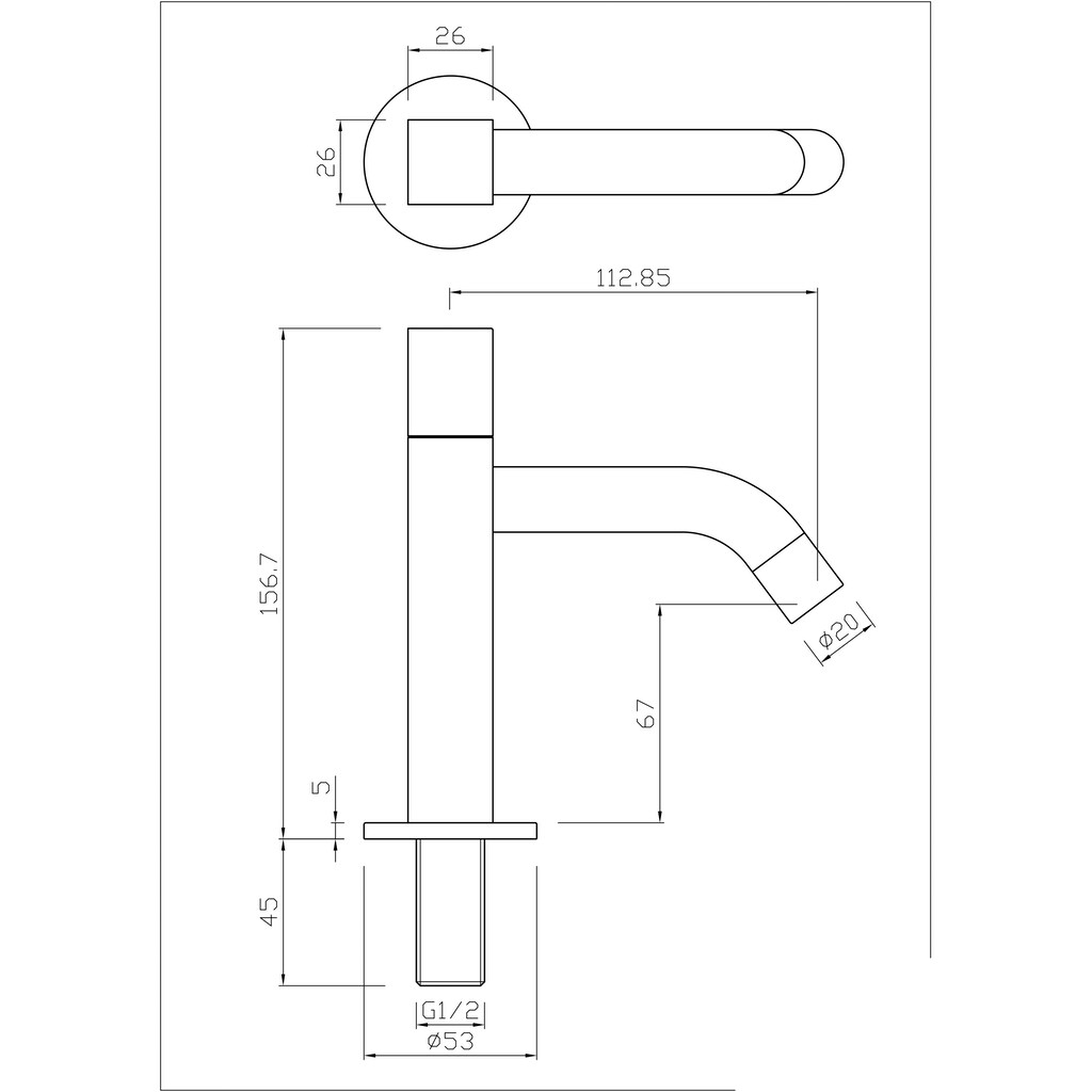 ADOB Waschtischarmatur »Palazzo«, (Kaltwasserarmatur), Eckig, 145 mm