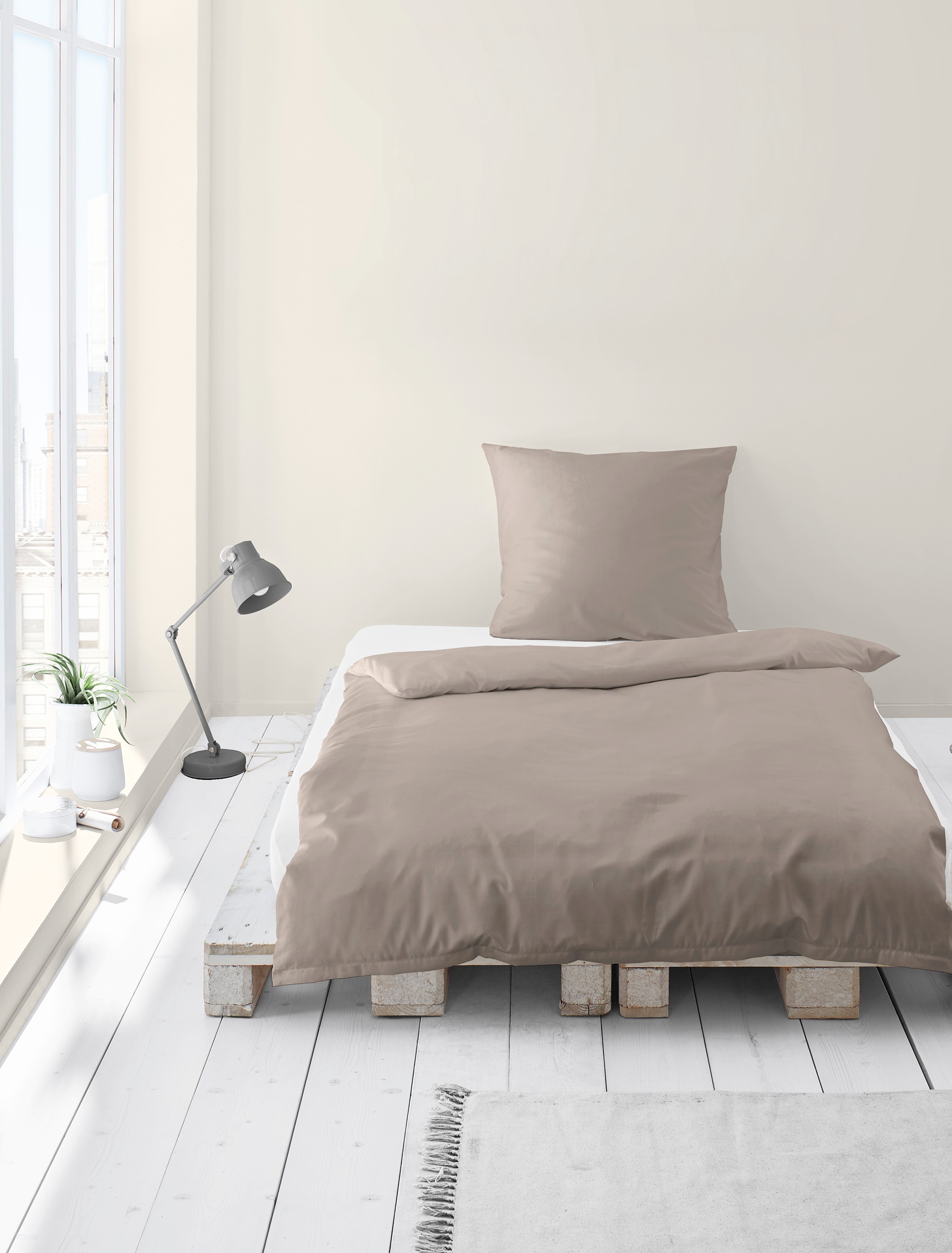 Thumbnail - BIERBAUM Bettwäsche "Bettwäsche Biber Uni" 2 Stk. Biber, 100 % Baumwolle, pflegeleicht, kuschelig weich