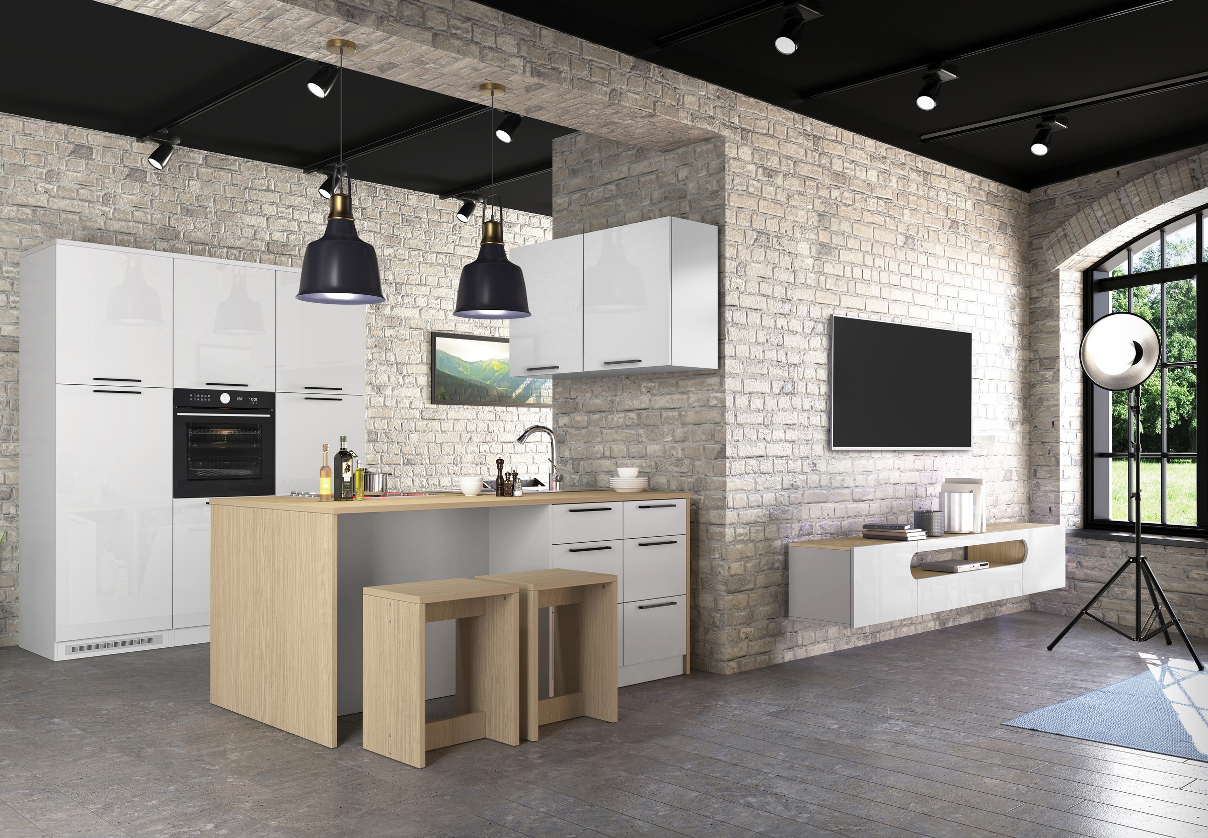 KOCHSTATION Kühlumbauschrank »Luna, Kühlschrank-Umbau, Einbauschrank für Kühlschrank, Made in Italy« B/T/H: 60×60×214,5 cm, für zwei Kühlschrankhöhen vorbereitet