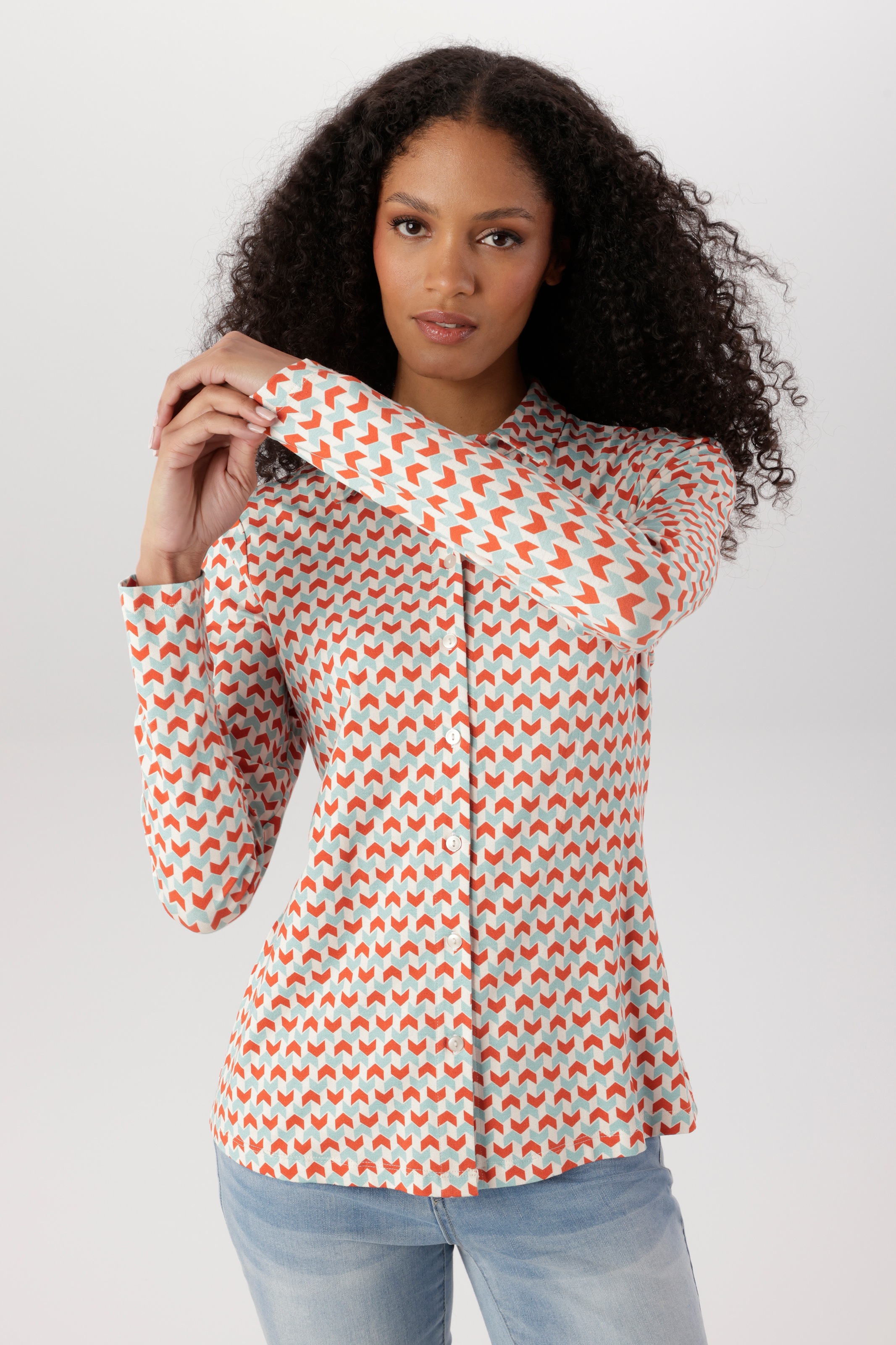 Aniston SELECTED Hemdbluse mit extravaganten, grafischen Retro-Muster - NEUE KOLLEKTION