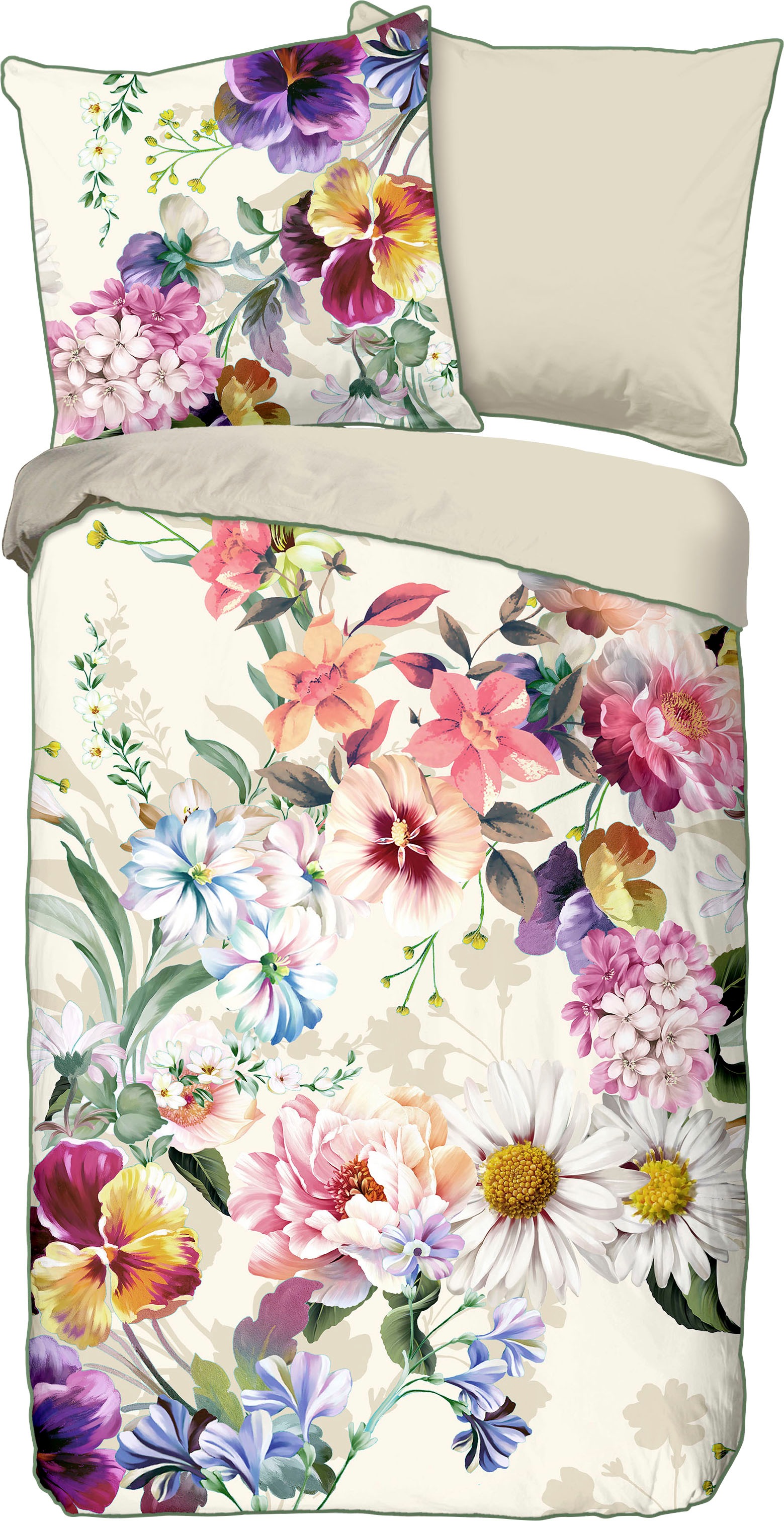 Descanso "Novara" 2 Stk. Baumwolle, Satin, 135x200, Biese, Reißverschluss, günstig online kaufen