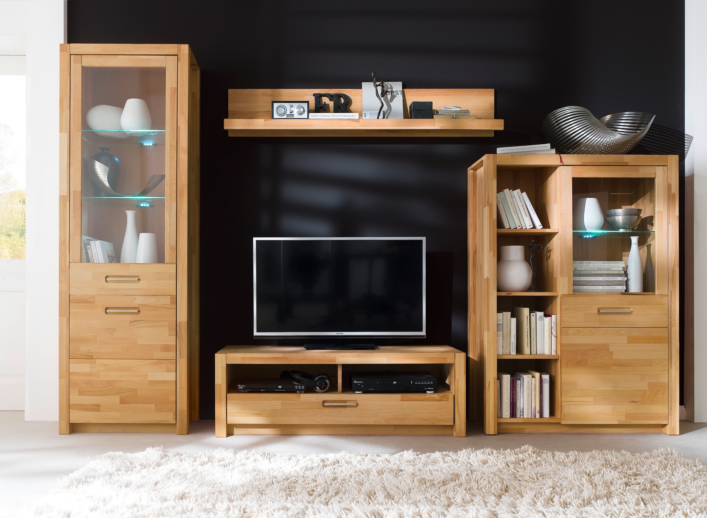MCA living Lowboard »Fenja TV-Element, Kommode,TV-Möbel,Breite 125 cm«, (Set, 1 St., 1 Stück), Massivholz, 1 Schubkasten, 2 offene Fächer, maximale TV-Größe 50 Zoll