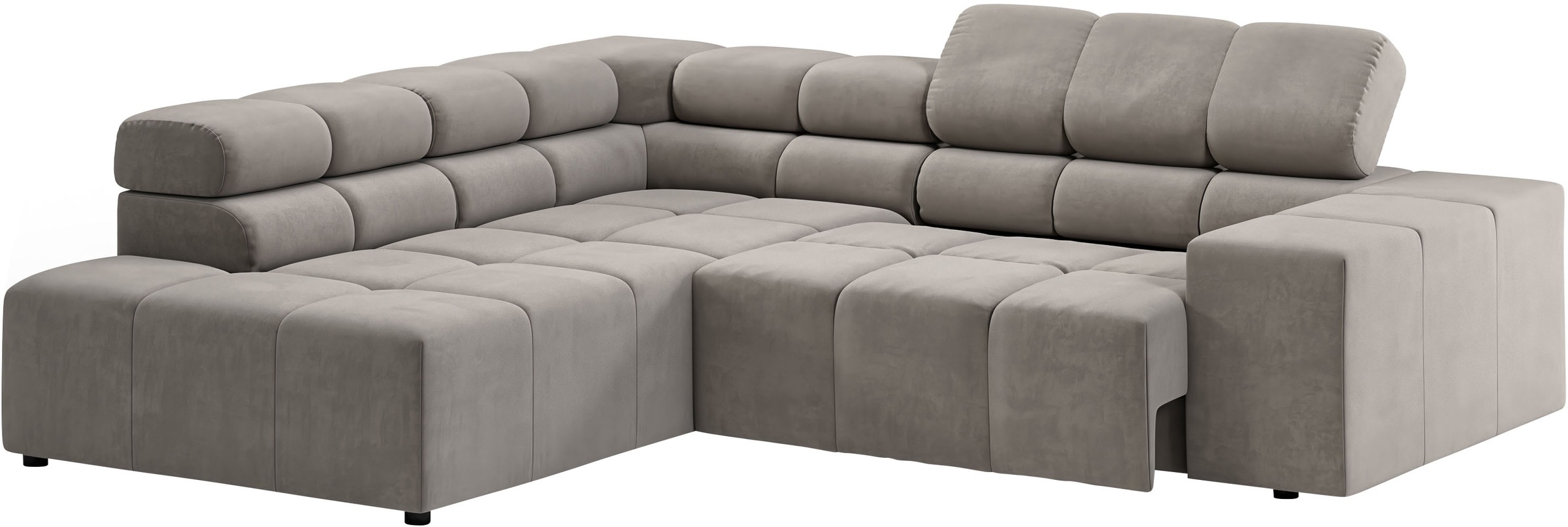 INOSIGN Ecksofa »Ancona, incl. Kopfteilverstellung + 3 Zierkissen, L-Form, bequem«, wahlweise motorische Sitztiefenverstellung, B/T(H: 249/215/70 cm