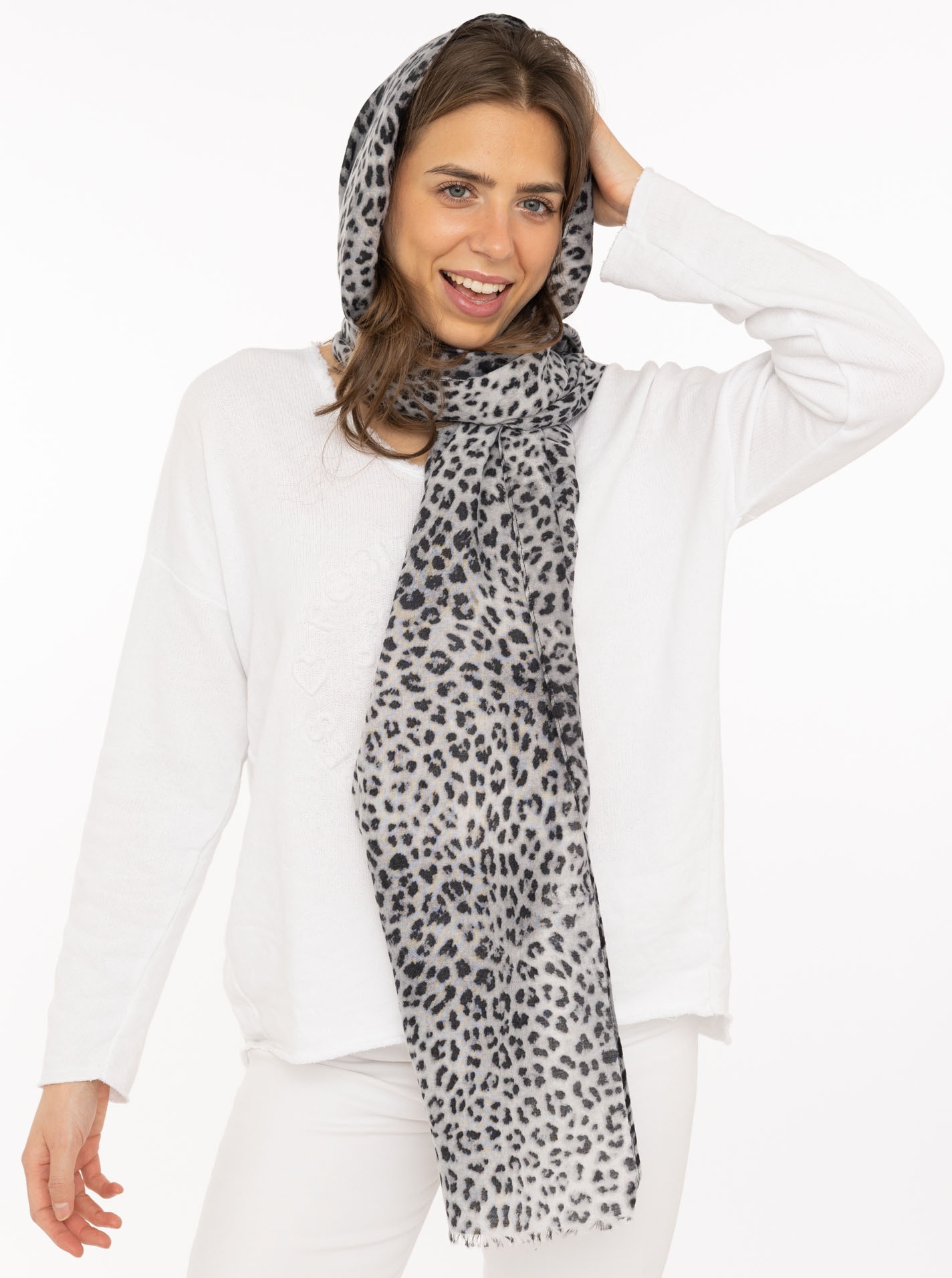 Zwillingsherz Schal ""Print Leo"" Leomuster, Fransen an den Enden günstig online kaufen