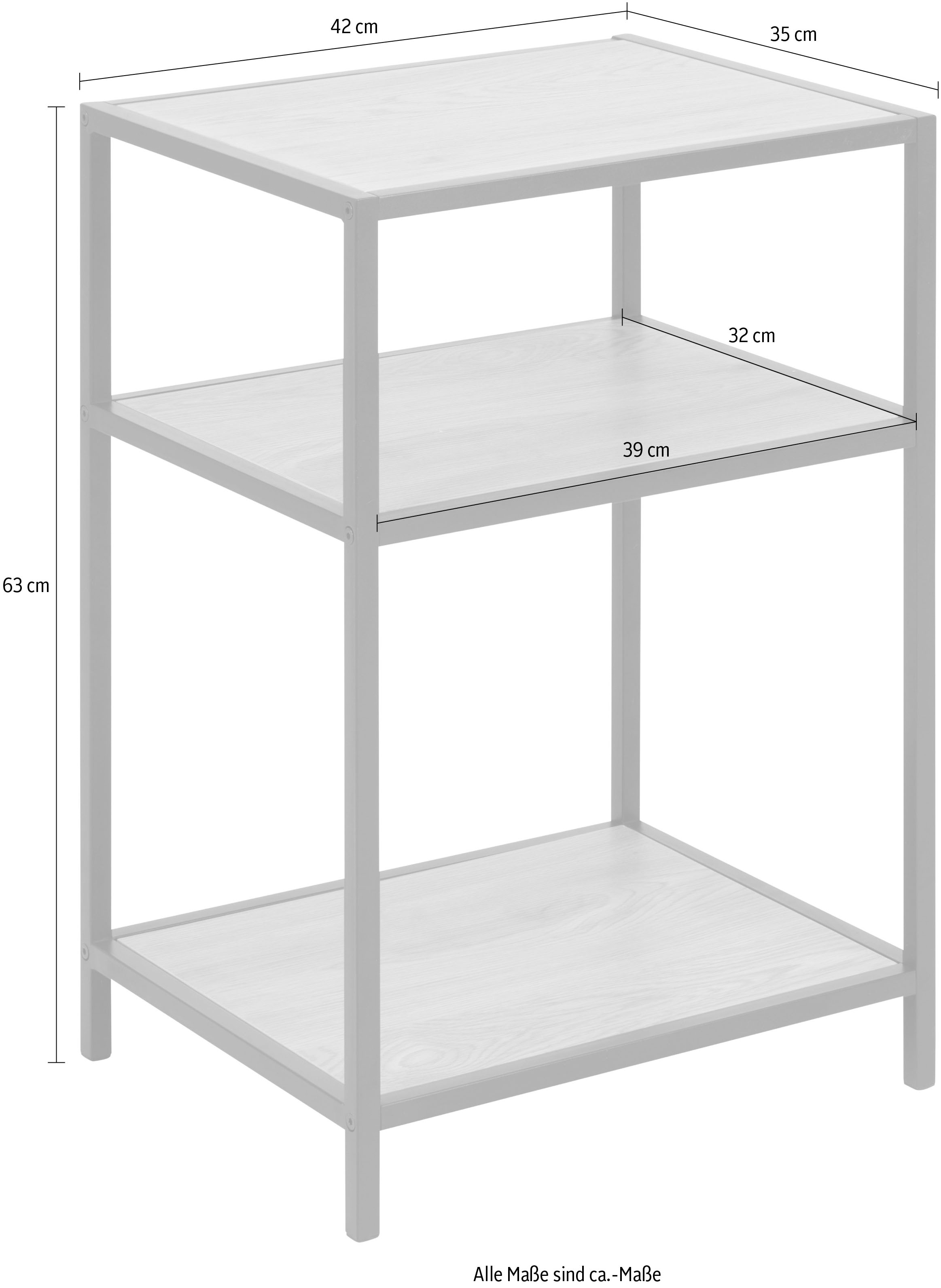 ACTONA GROUP Nachttisch, Metallgestell im modernen Industrielook, 2 Einlegeböden, Höhe 63 cm