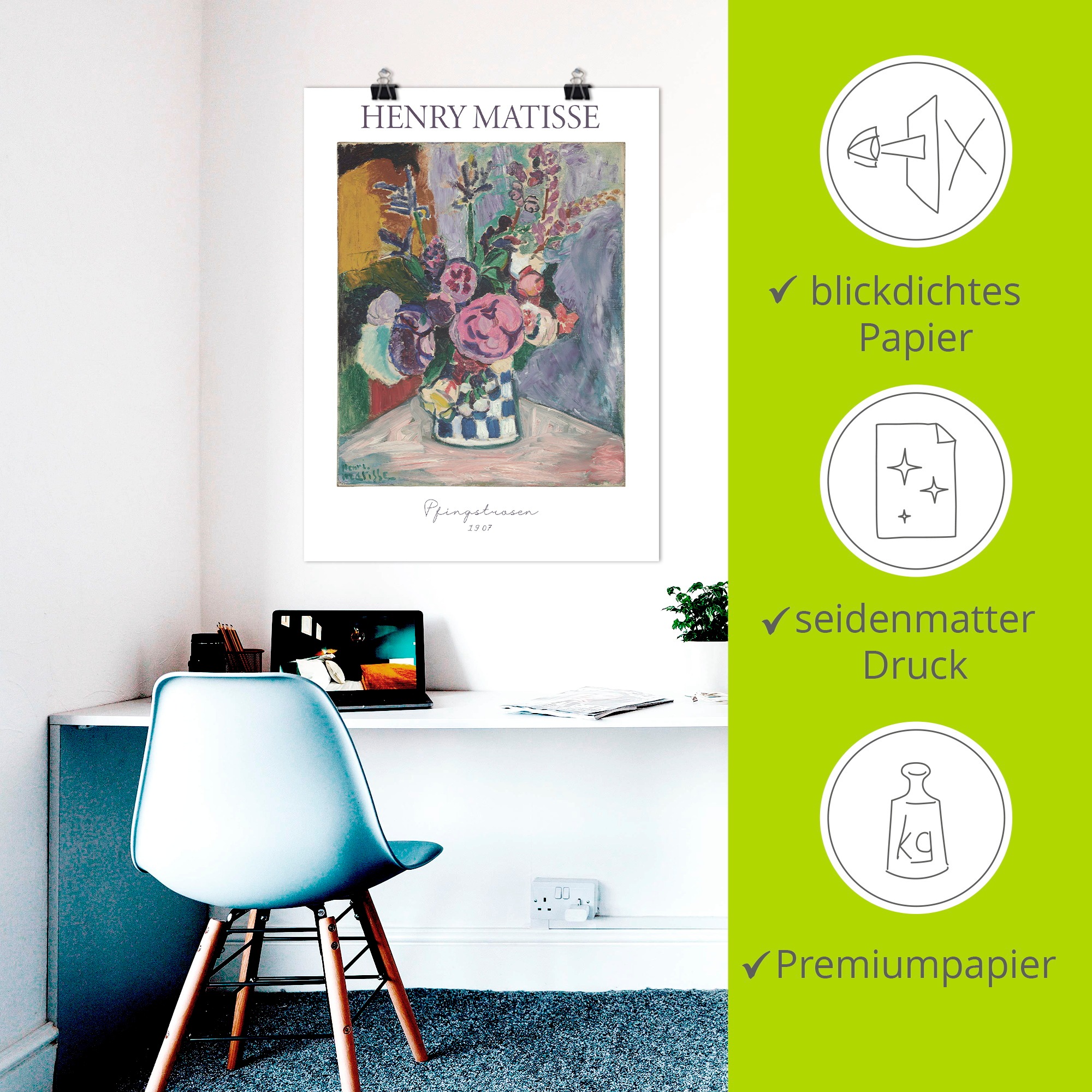 Artland Wandbild »Pfingstrosen. 1907« Arrangements 1 Stk. tlg. als Alubild, Leinwandbild, Poster, Wandaufkleber in verschied. Größen