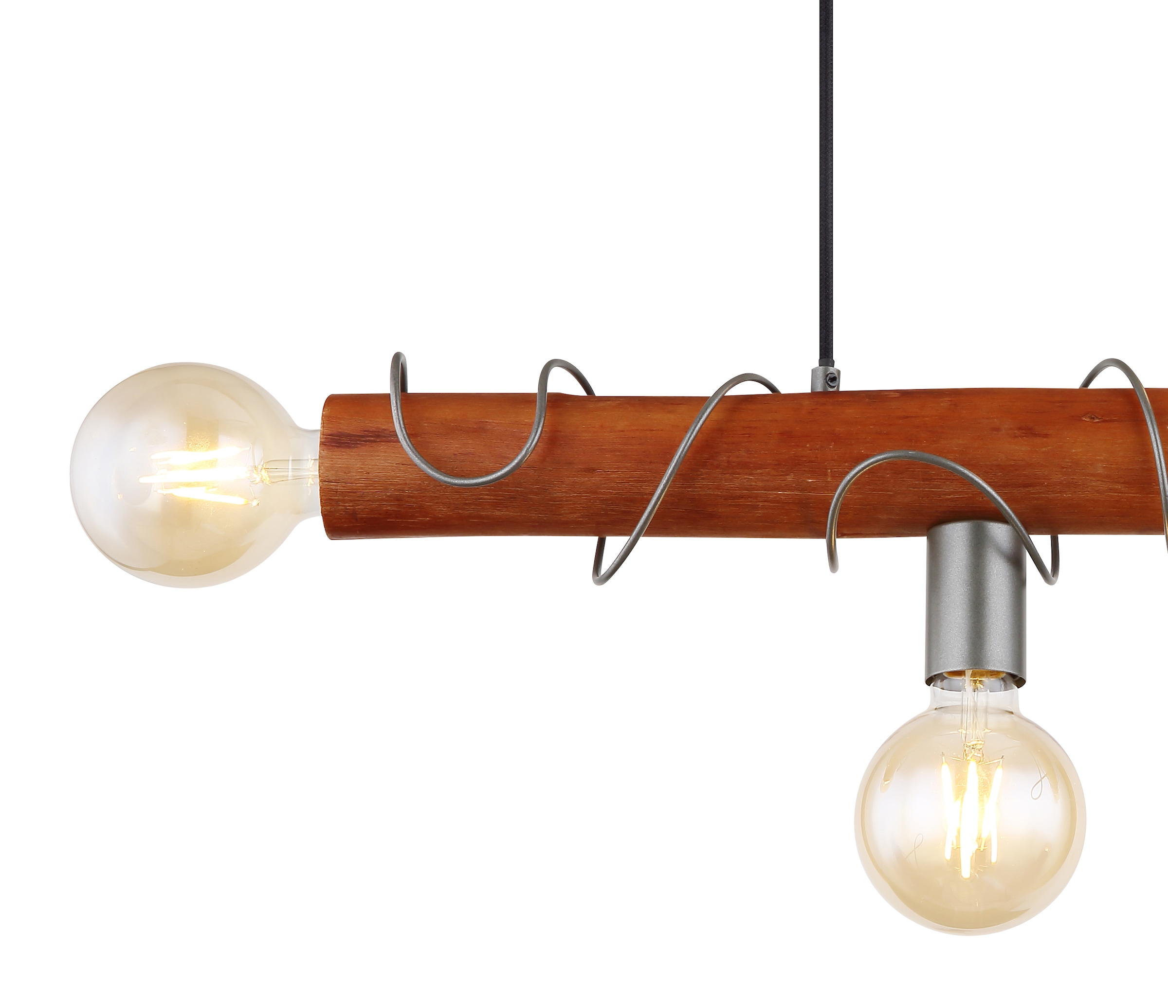 GLOBO LIGHTING Hängeleuchte »ALICE«, Leuchtmittel E27 | ohne Leuchtmittel, Hängelampe/Holz/Kabel um Holz gewickelt/grau