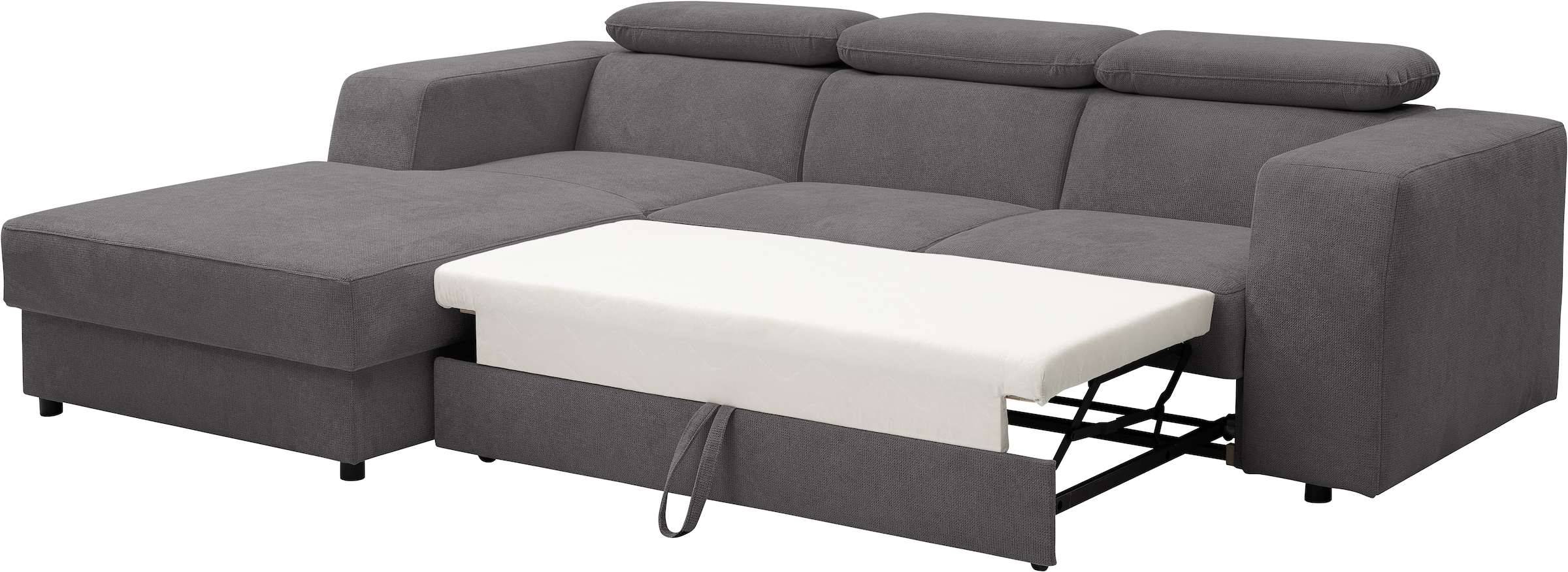 WERK2 Ecksofa »Cherry, modernes Sofa mit Komfortfunktionen, Breite 270cm, L-Form,«, bequem, mit verstellbaren Kopfteilen, Schlaffunktion und Bettkasten