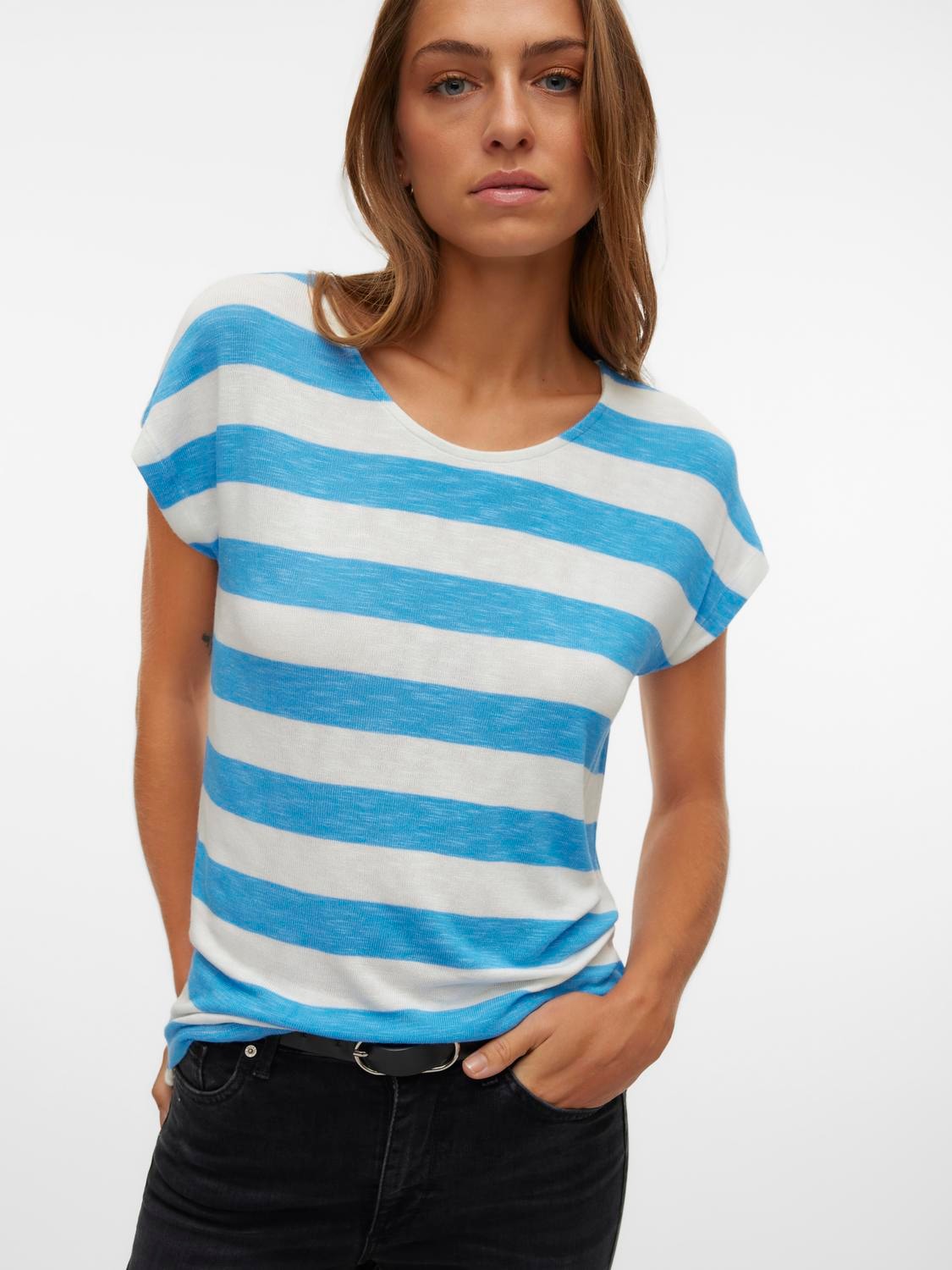 Vero Moda Kurzarmshirt "VMWIDE STRIPE SL TOP GA JRS NOOS" günstig online kaufen