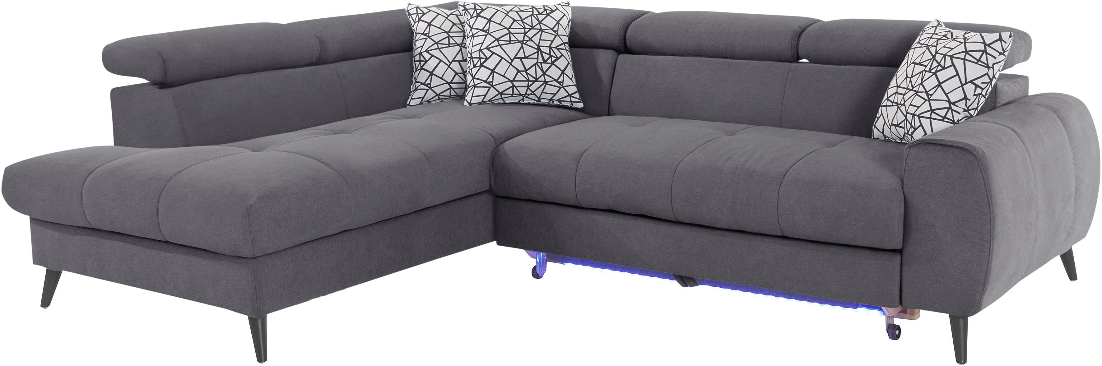 Thumbnail - COTTA Ecksofa "Mia L-Form mit 3 Zierkissen", wahlweise mit Bettfunktion, Bettkasten, Beleuchtung & Wireless-Charger