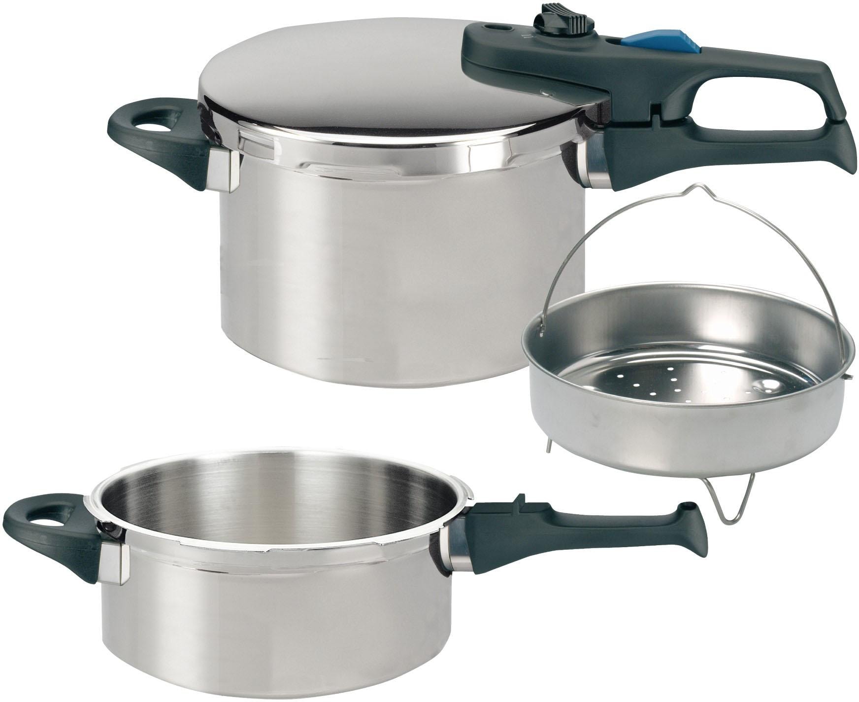 Elo Schnellkochtopf »Praktika Plus XL«, Edelstahl 18/8, (Set, 5 tlg.),  Dampfkochtopf, Ø 22 cm, Induktion bestellen | BAUR