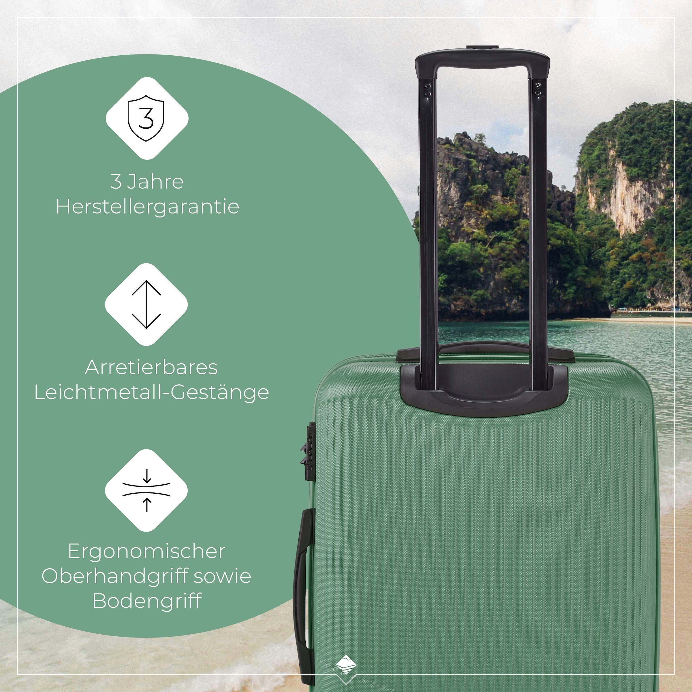 travelite Trolleyset »BALI 4w L/M/S«, (Set, 3 tlg., Hartschalen Trolley Set), Kofferset Reisegepäck Reisekoffer Hartschallenkoffer TSA Schloss