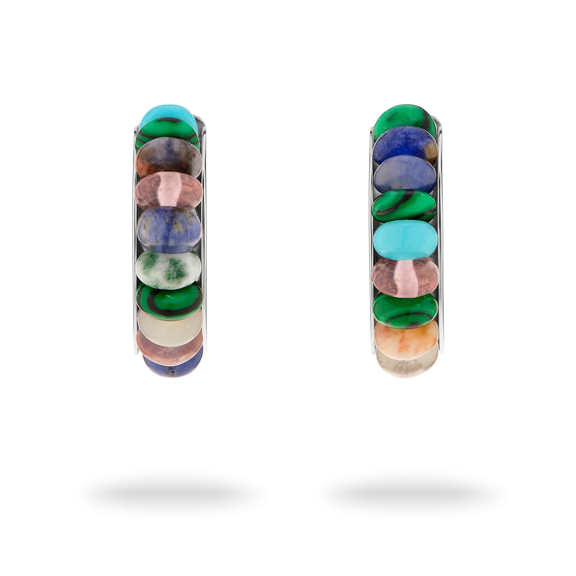 Tamaris Paar Creolen »Schmuck Geschenk Edelstahl Ohrringe All About Beads«, mit Naturstein