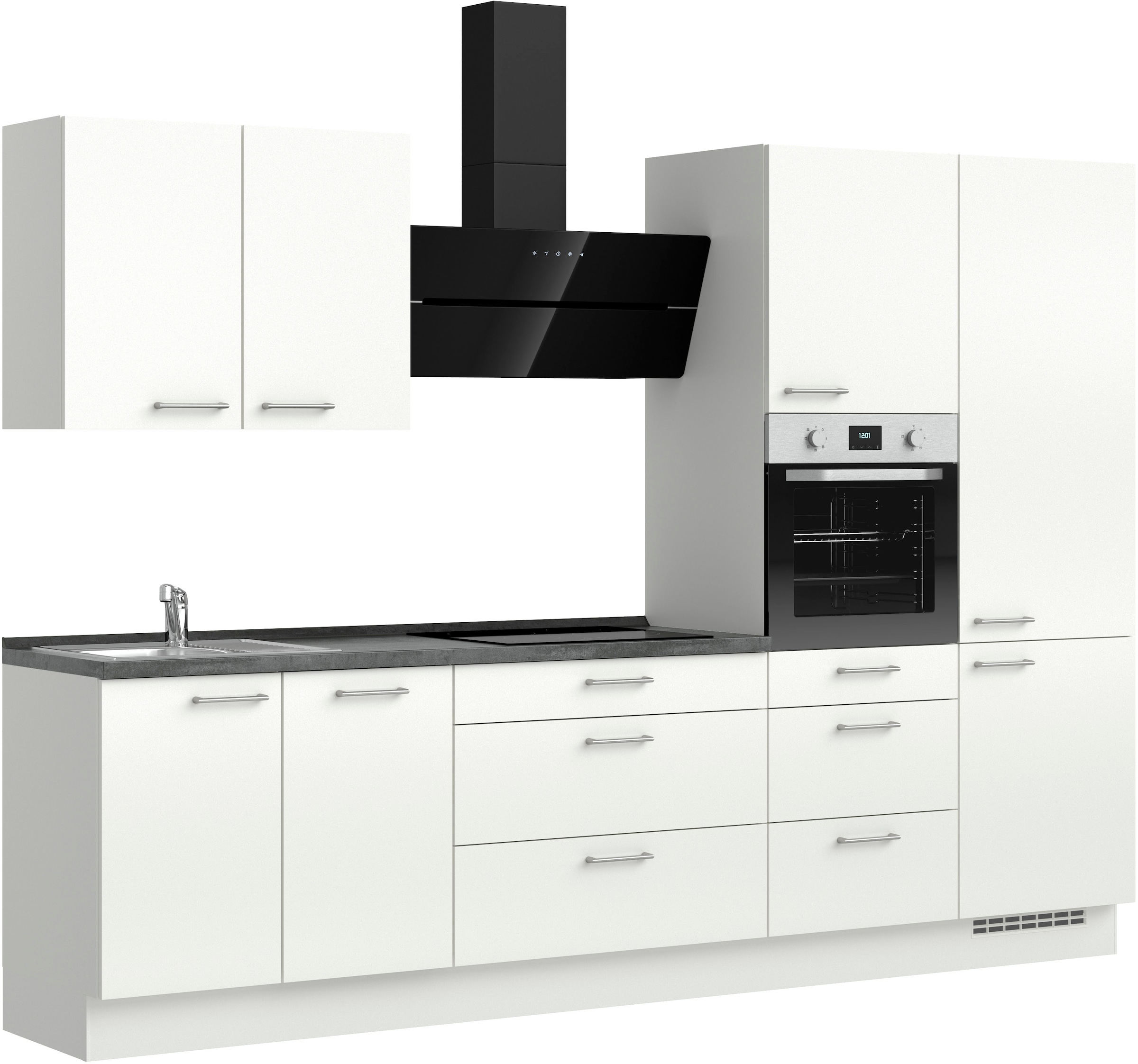 nobilia® Küchenzeile »"Laser II"«, vormontiert, Ausrichtung wählbar, Breite 300 cm, wahlw. mit E-Geräten