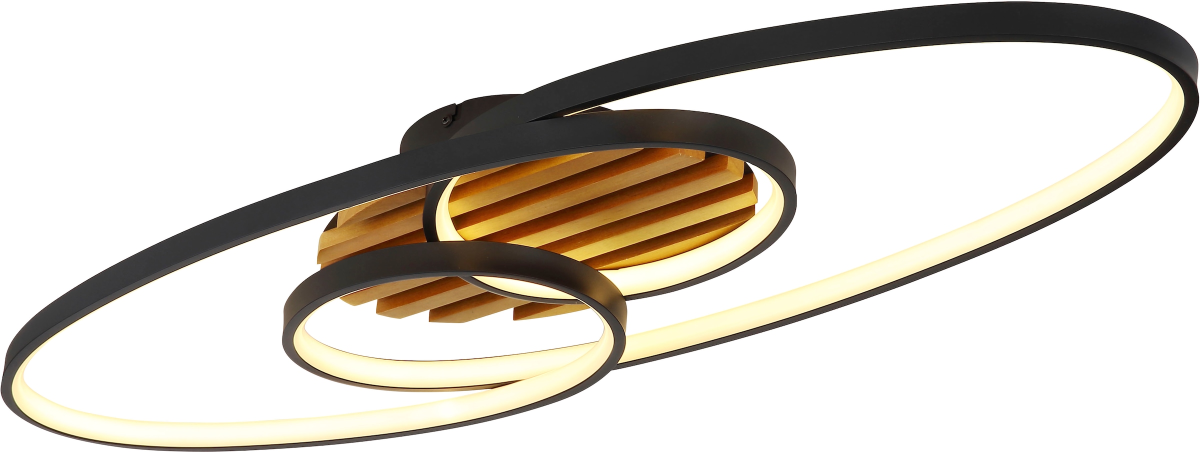 GLOBO LIGHTING Deckenleuchte »TISHA I« LED-Modul 1 Stk. Warmweiß Deckenleuchte schwarz/Holz, LED 40W, 3000K