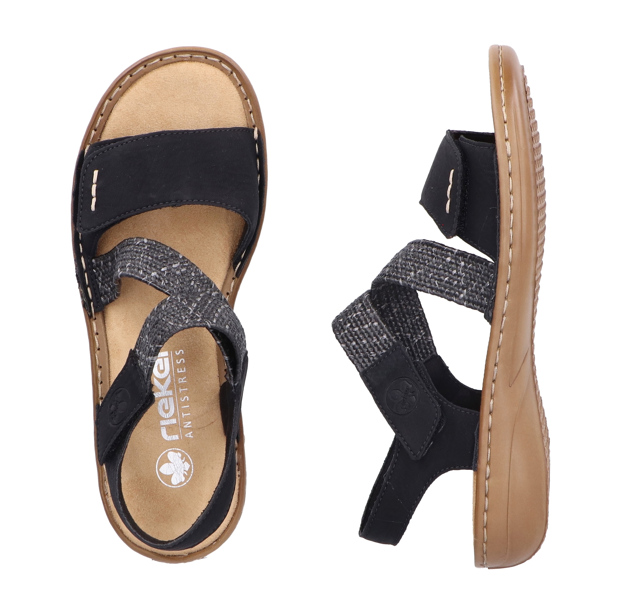 Rieker Sandale, Sommerschuh, Sandalette, Urlaubschuh mit Klettverschlüsse