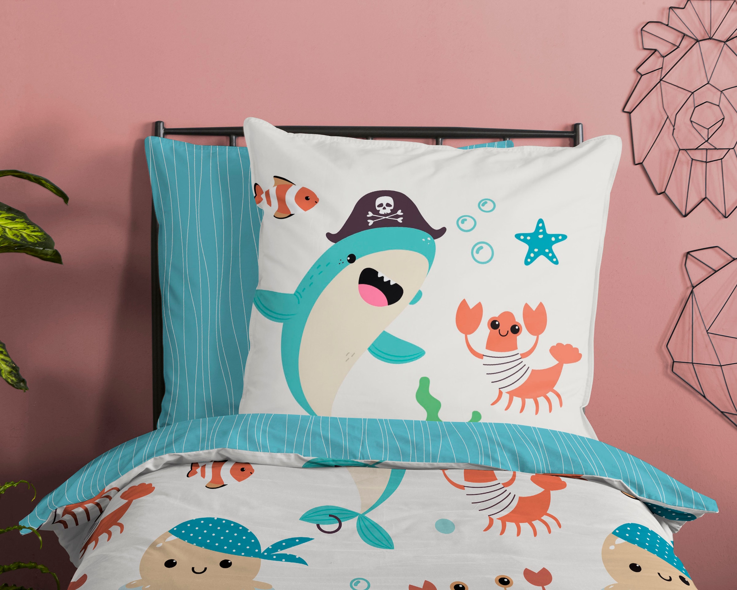 good morning Kinderbettwäsche »Seaworlds«, 100% Baumwolle, 135x200, Reißverschluss, Wendeoptik, Kind Junge, Pirat