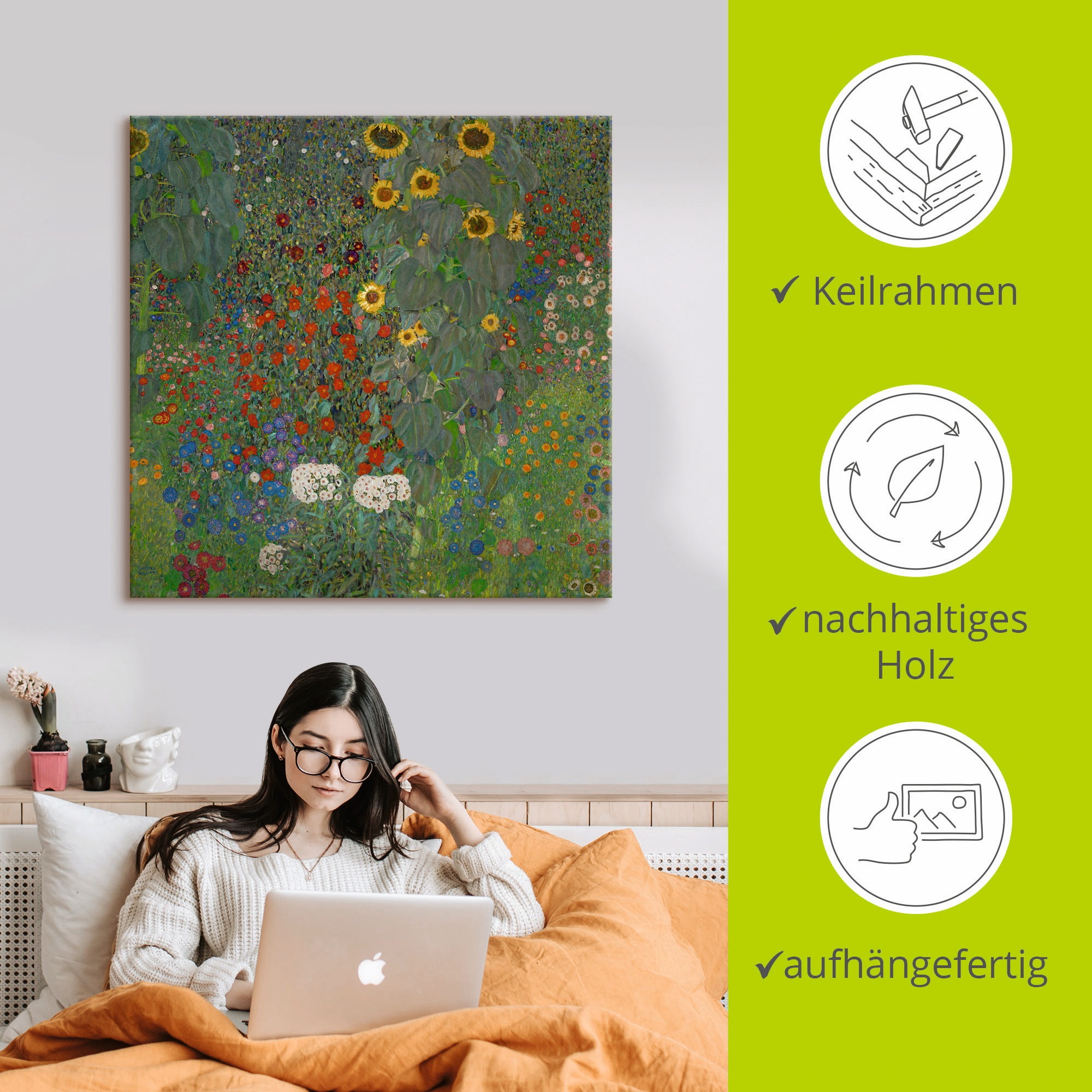Artland Wandbild »Garten mit Sonnenblumen«, Blumenwiese, (1 St.), als Leinwandbild, Poster in verschied. Größen