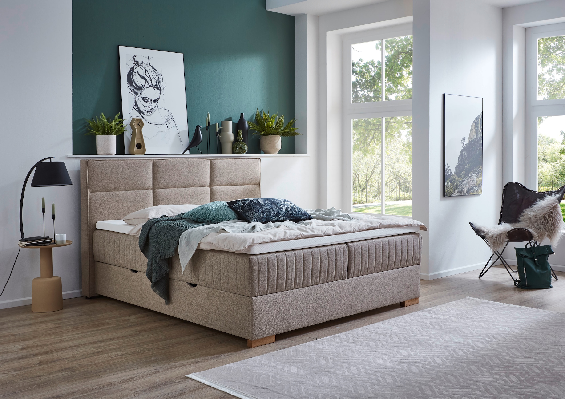 meise.möbel Boxspringbett »Tambo«, inkl. Bettkasten & Topper, erhältlich in 120x200cm oder 180x200cm