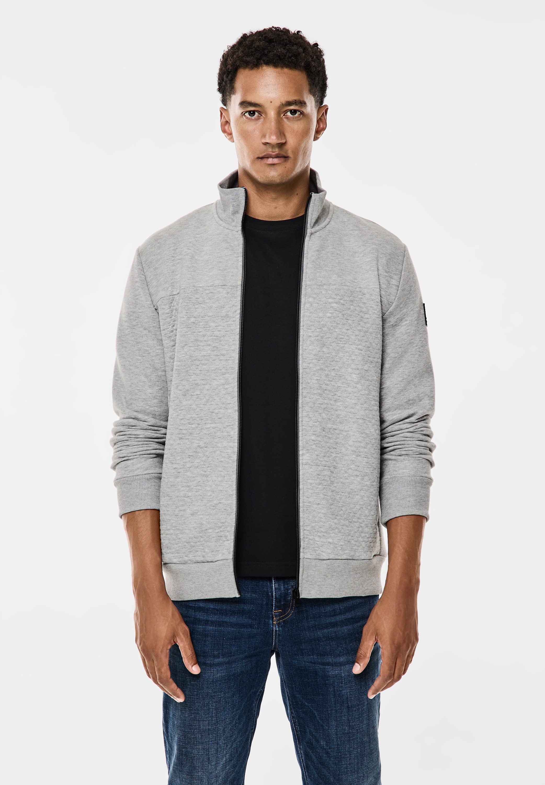 STREET ONE MEN Sweatjacke, mit Stehkragen