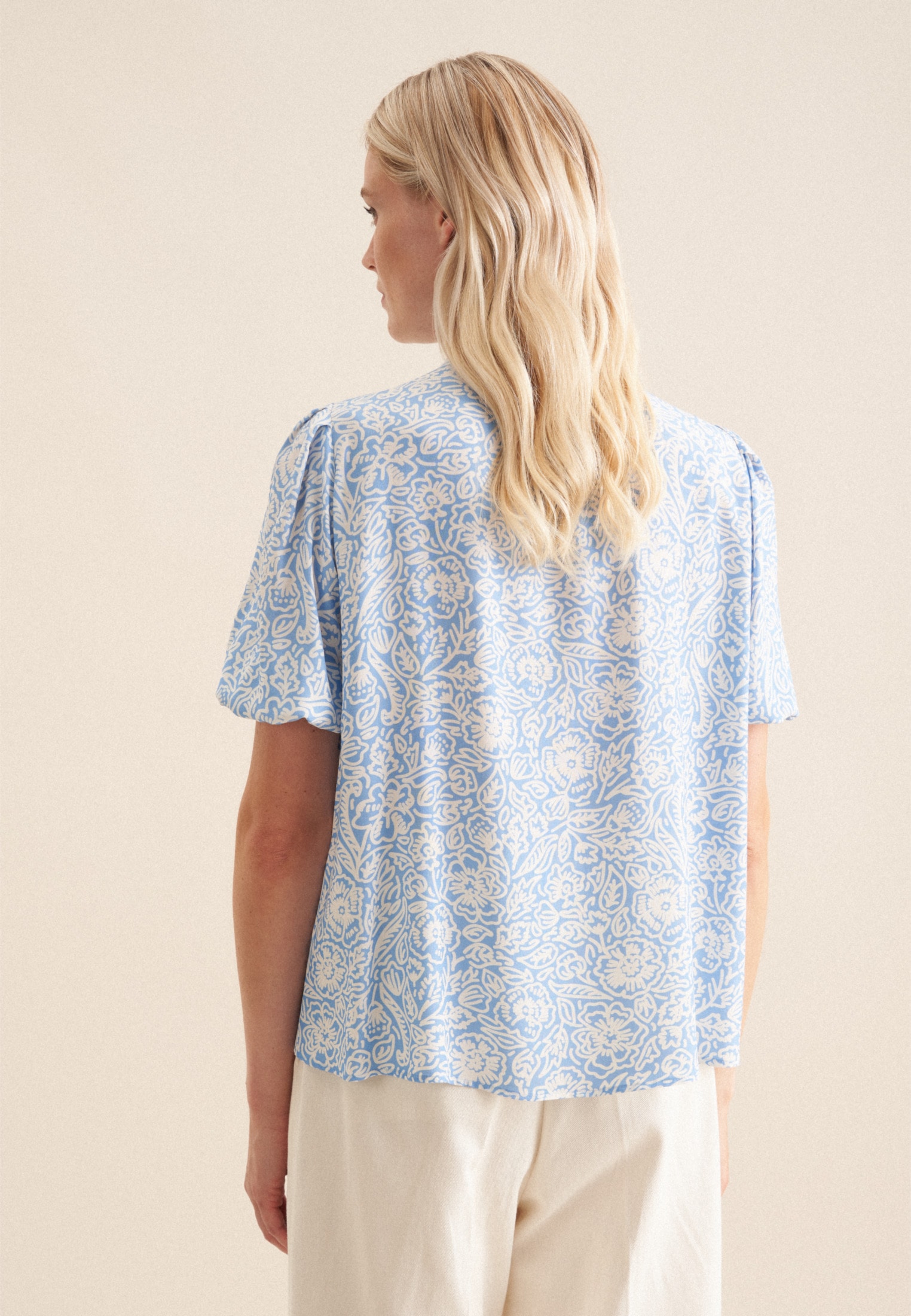 seidensticker Shirtbluse »Schwarze Rose«, Kurzarm Rundhals Floral
