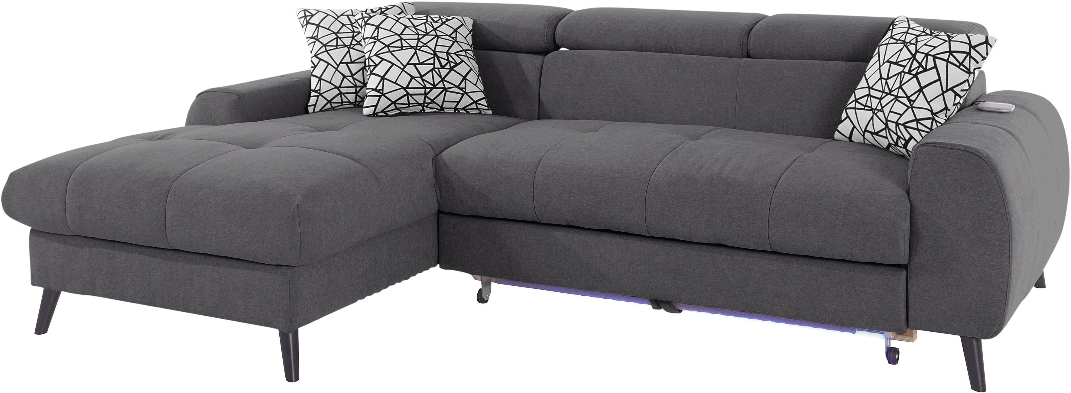 Thumbnail - COTTA Ecksofa "Mia L-Form mit 3 Zierkissen", wahlweise mit Bettfunktion, Bettkasten, Beleuchtung & Wireless-Charger