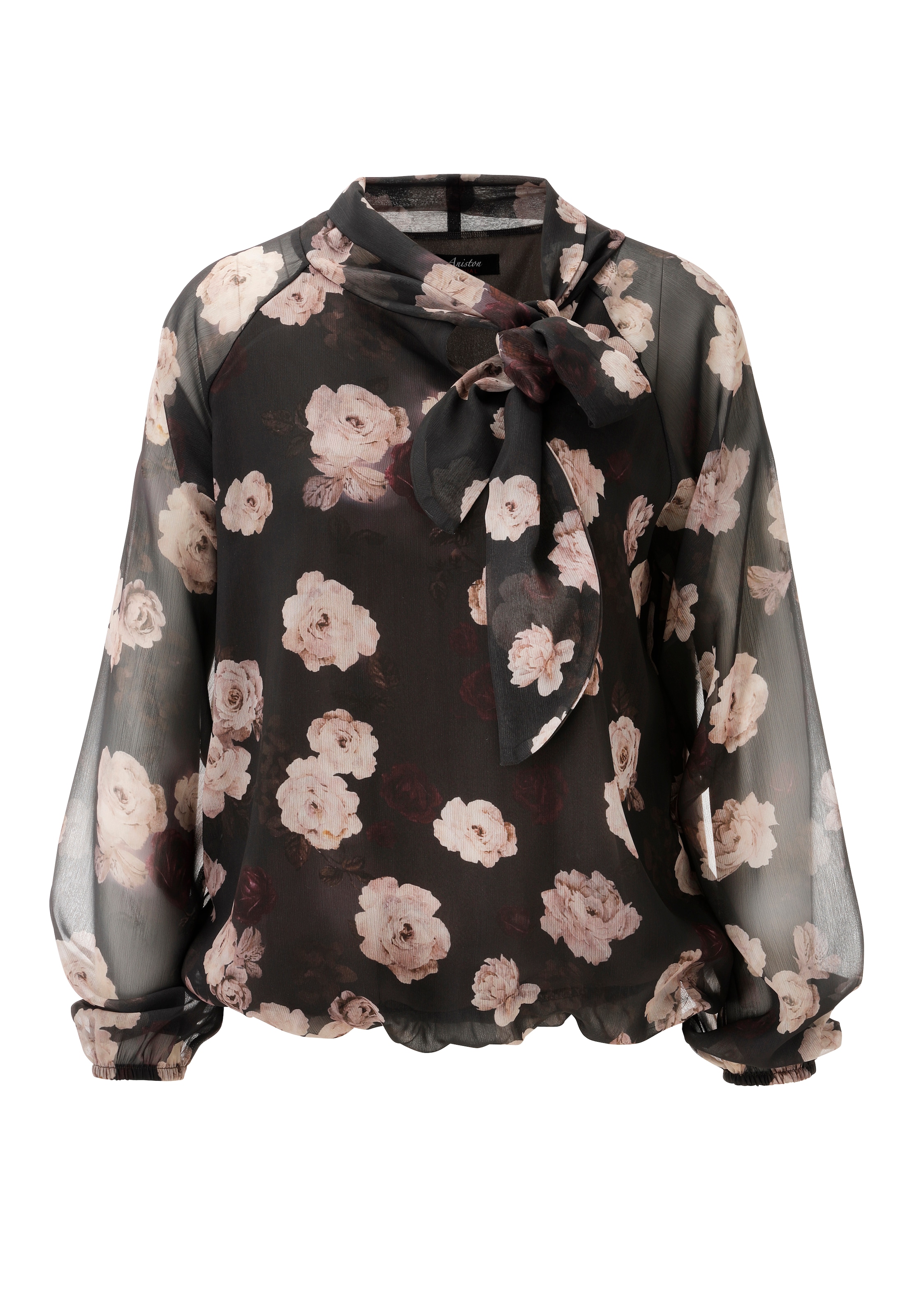 Aniston CASUAL Schlupfbluse mit Glanzfäden im romantischen Rosendruck - NEUE KOLLEKTION