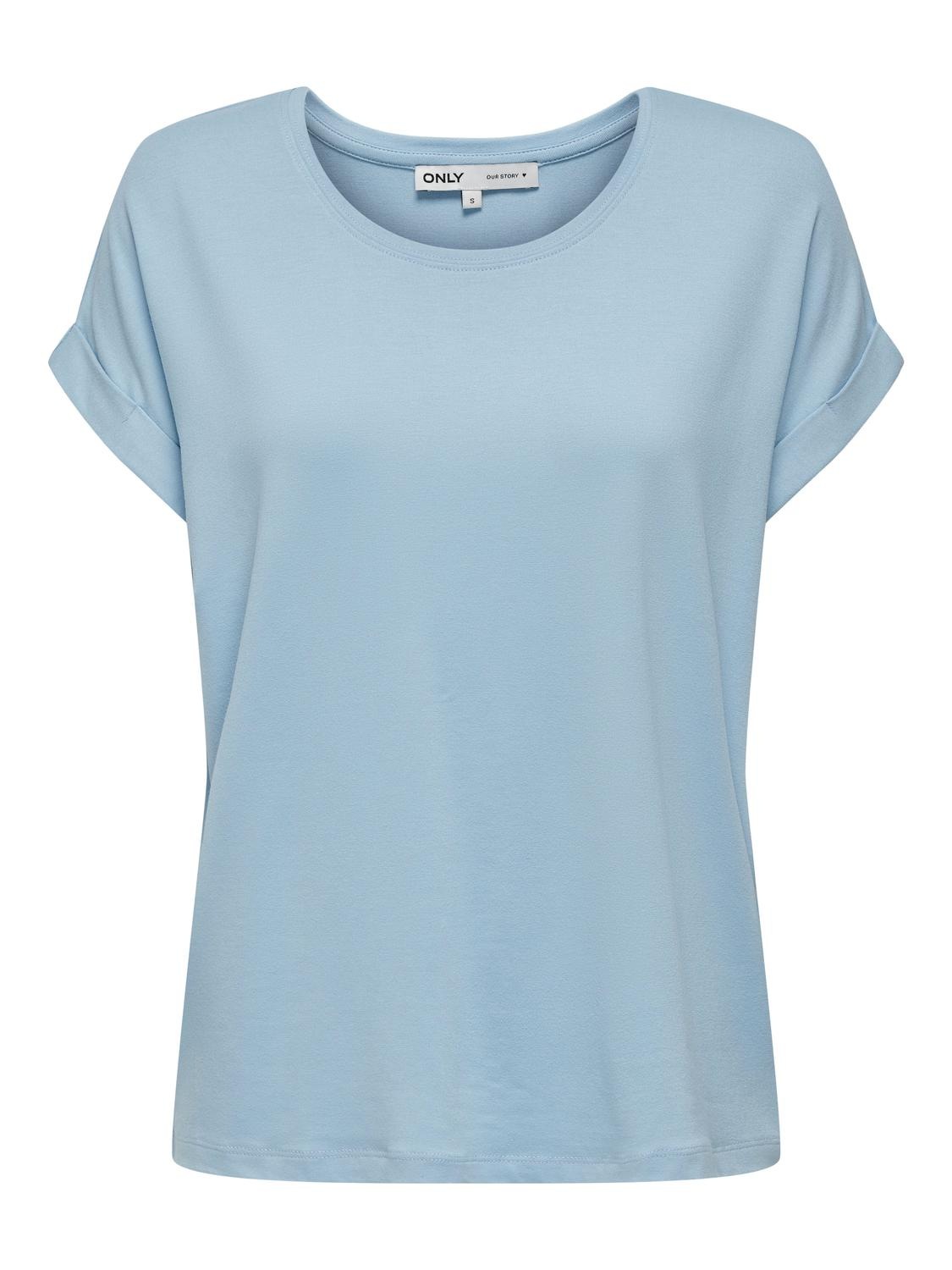 ONLY T-Shirt »ONLMOSTER – Kurzarmshirt mit Aufschlag und klassischem Look«, unifarben, casual, regular fit, Viskosemischung, Rundhals