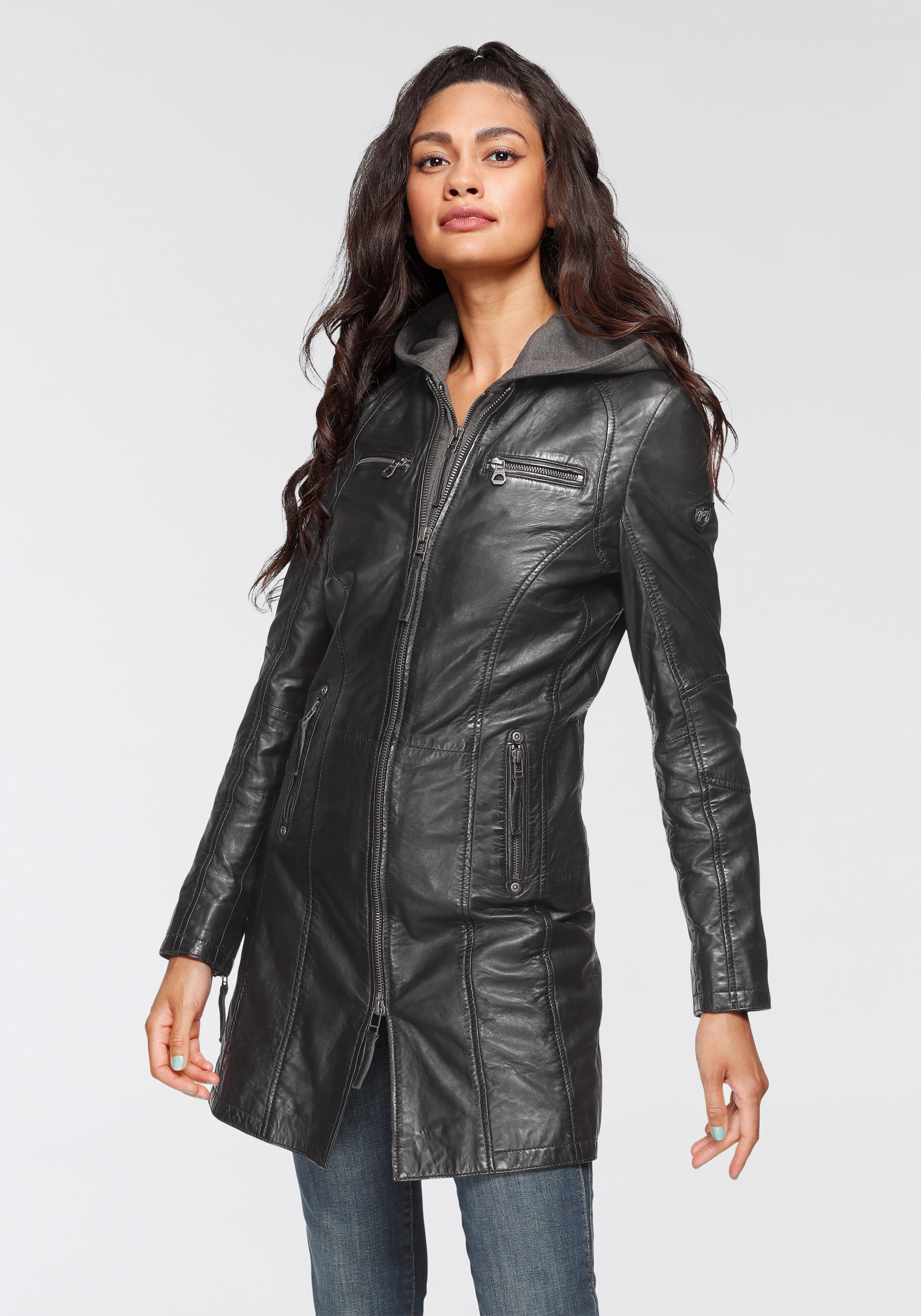 Mauritius Ledermantel "Bente", 2-in-1-Lederjacke mit abnehmbarem Kapuzen-In günstig online kaufen