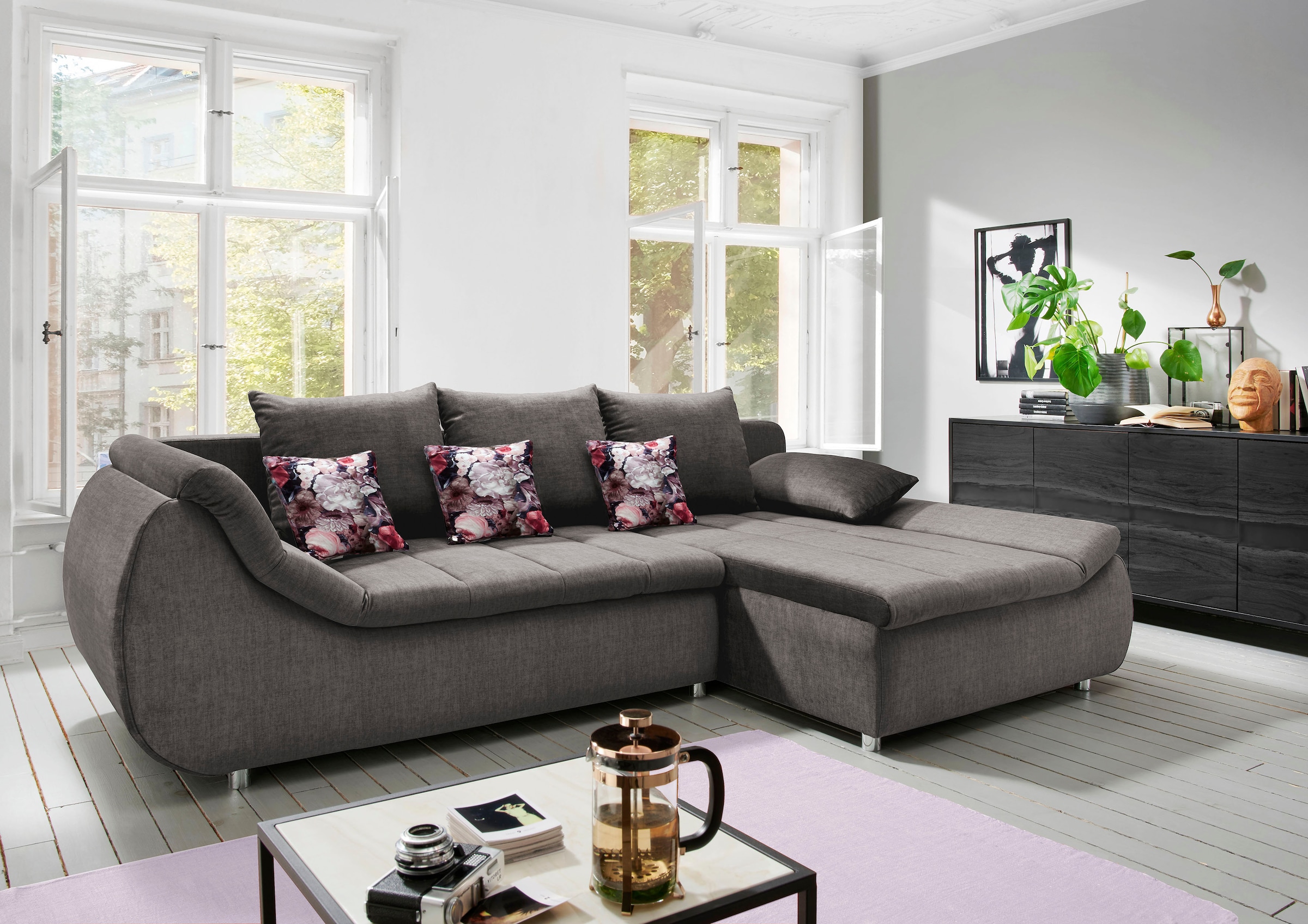 INOSIGN Ecksofa "Imola elegant und modern, aktuelle Steppung im Sitz, beque günstig online kaufen