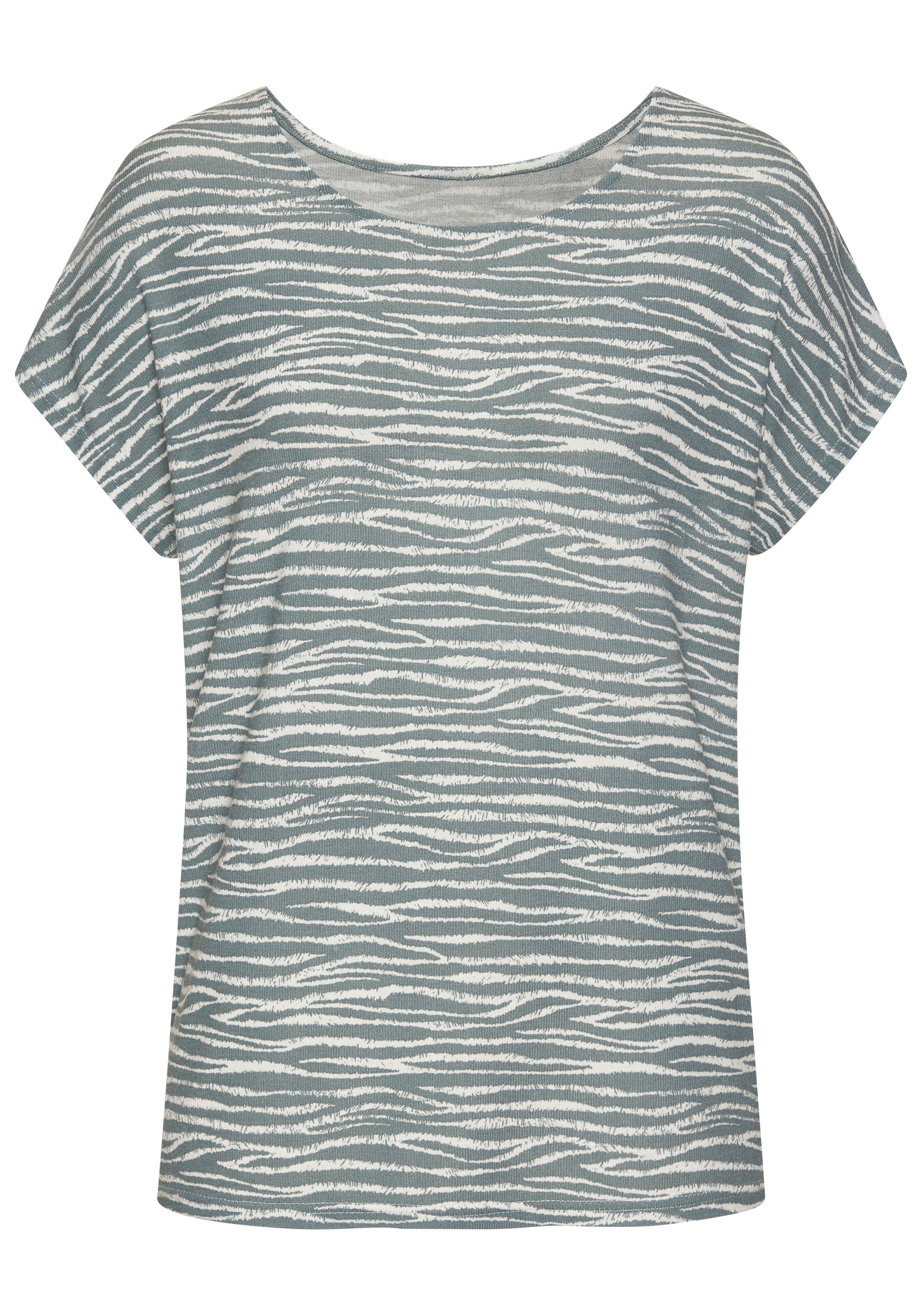 LASCANA Kurzarmshirt "mit modischem Zebra-Muster", aus weichem Viskose-Stri günstig online kaufen