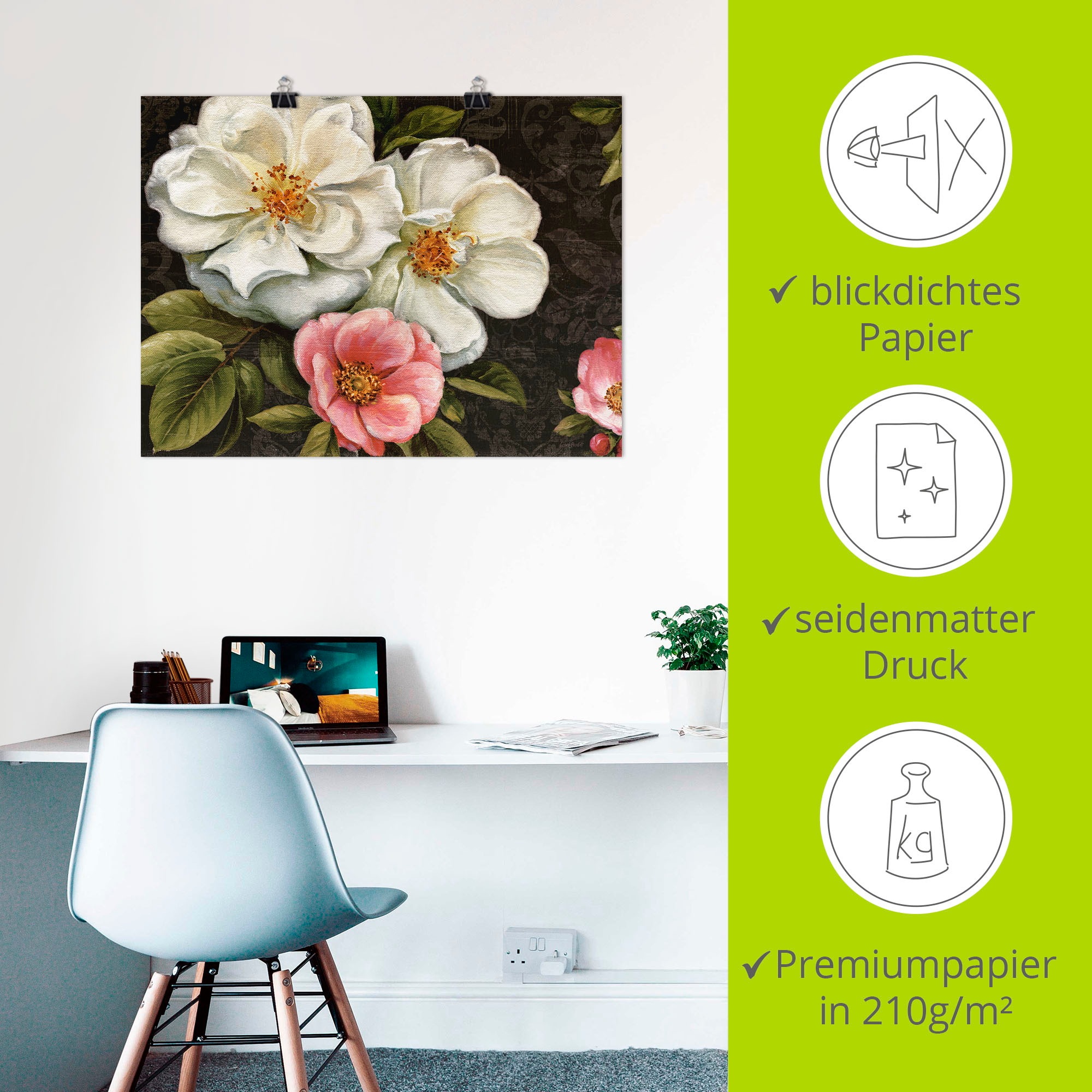 Artland Wandbild »Blumen Damast I«, Blumen, (1 St.), als Leinwandbild, Poster in verschied. Größen