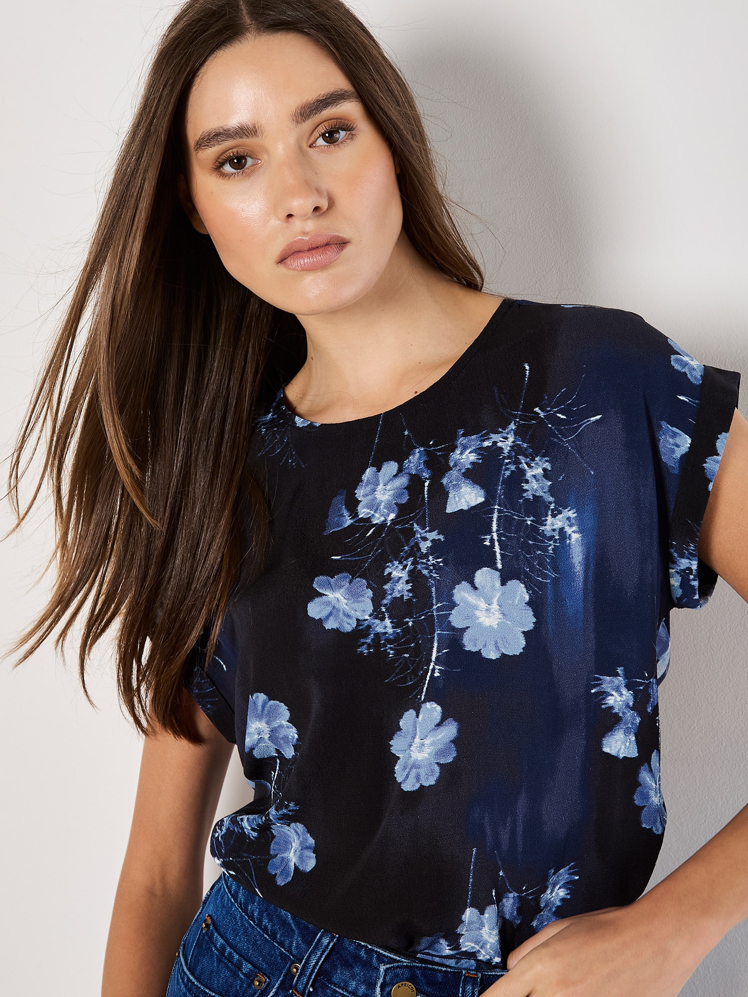 Apricot Shirttop "Kurzarmshirt" mit Umschlagärmeln