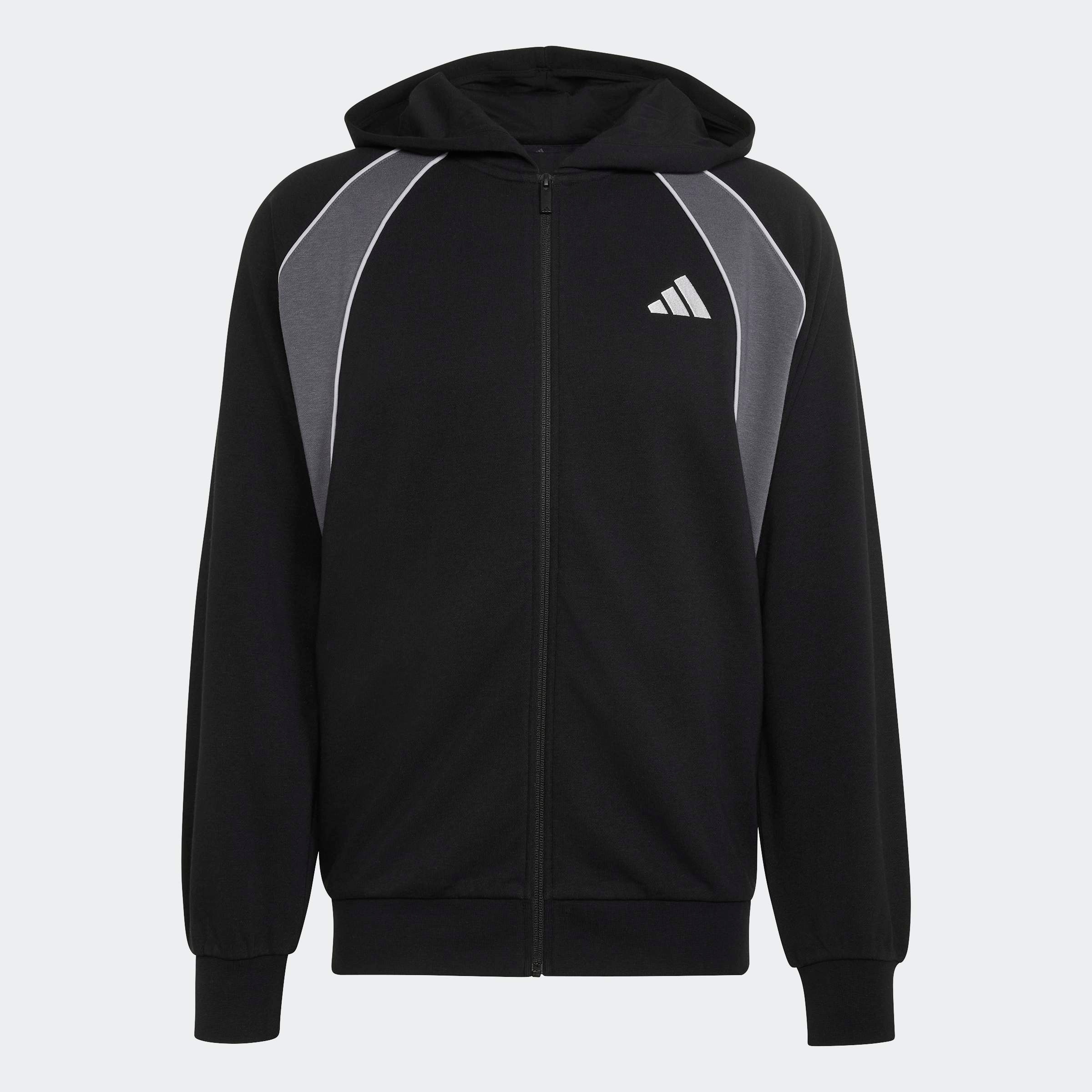 adidas Sportswear Kapuzensweatshirt »SEASONAL ESSENTIALS COLOUR BLOCK FRENCH TERRY FULL-ZIP HOODED TRACK«, mit Reißverschluss, normale Schnittform
