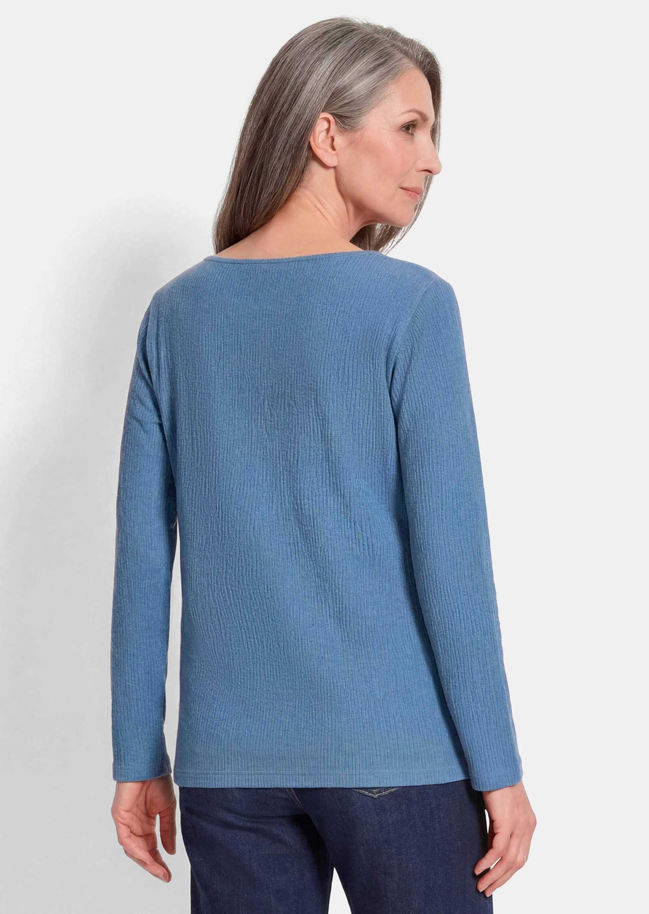 GOLDNER Langarmshirt »Kurzgröße Langarm Melange Jersey-Oberteil« U-Boot-Ausschnitt