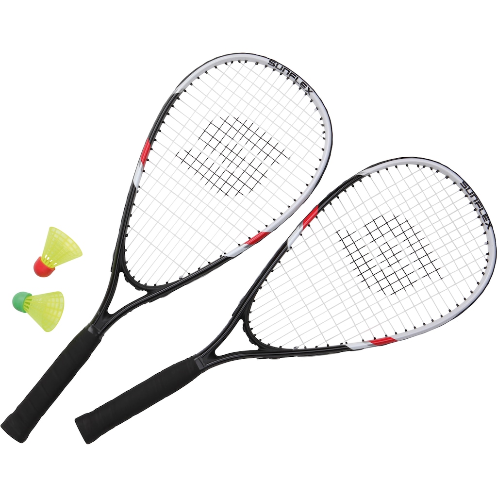 Sunflex Speed-Badmintonschläger »Speed Badminton Sonic«, (Set, 5 tlg., mit Bällen-mit Schlägerhülle-mit Tasche)