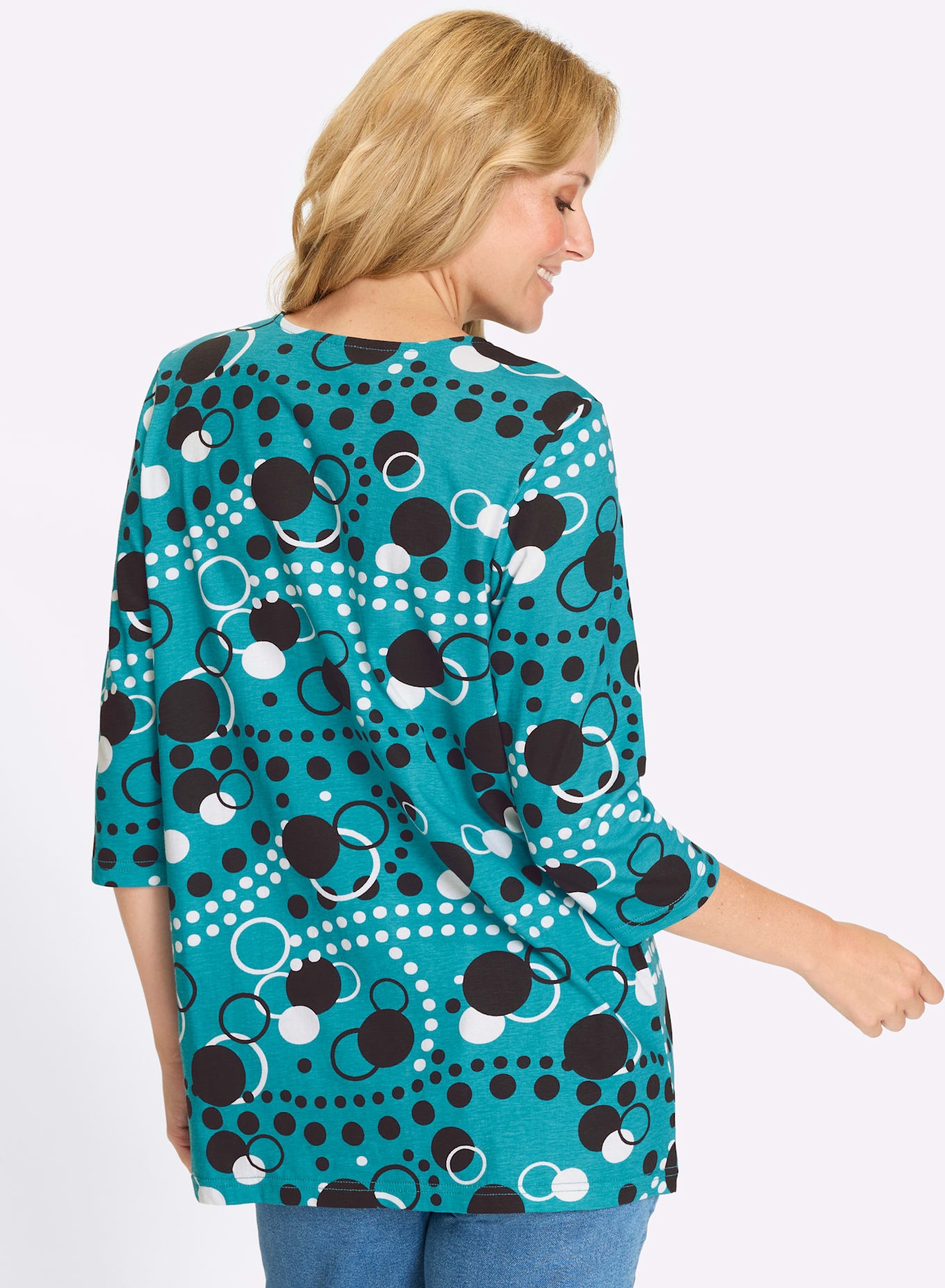 Classic Basics Women's Longshirt Turquoise/Black Size 50 4