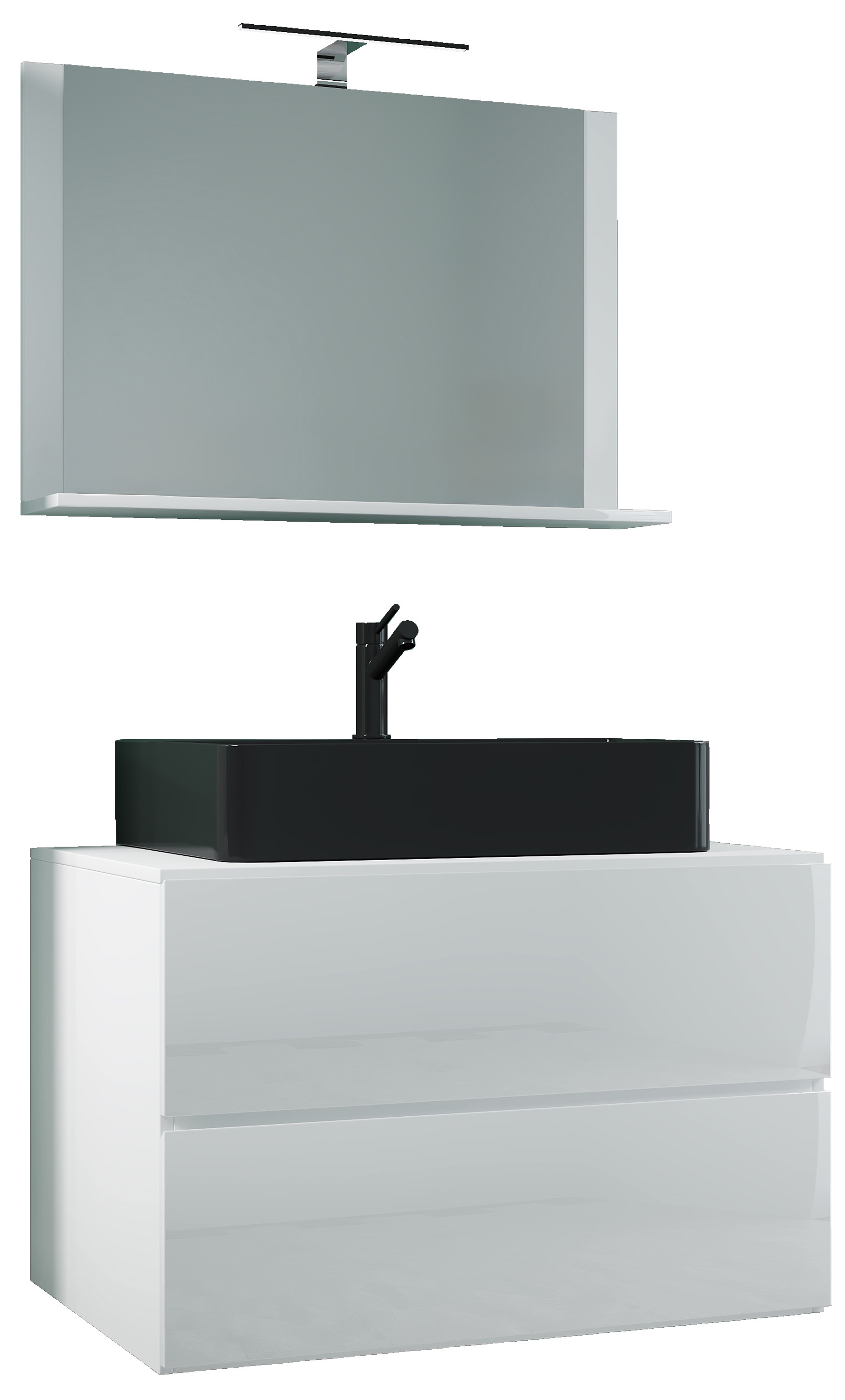 VCM Waschbeckenunterschrank »VCM 3-tlg. Waschplatz Waschtisch Badmöbel Set Waschbecken Lendas BL Breite 80 cm M Schublade«, (3 St.)